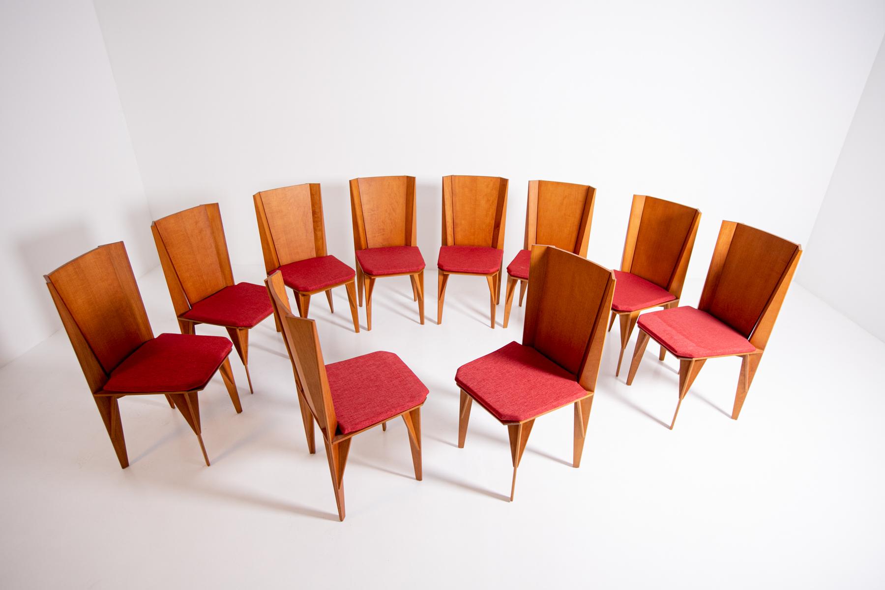 Late 20th Century Italian Chairs Set of Ten by Adriano & Paolo Suman Per Giorgetti, 1984