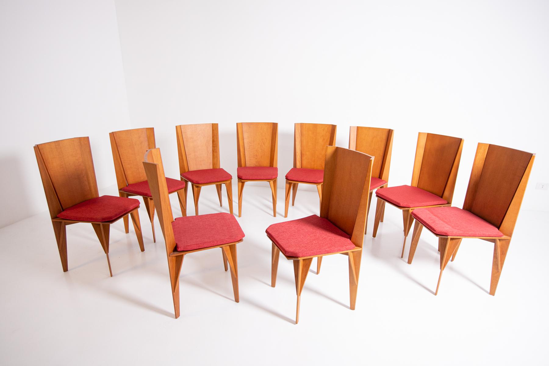 Fabric Italian Chairs Set of Ten by Adriano & Paolo Suman Per Giorgetti, 1984