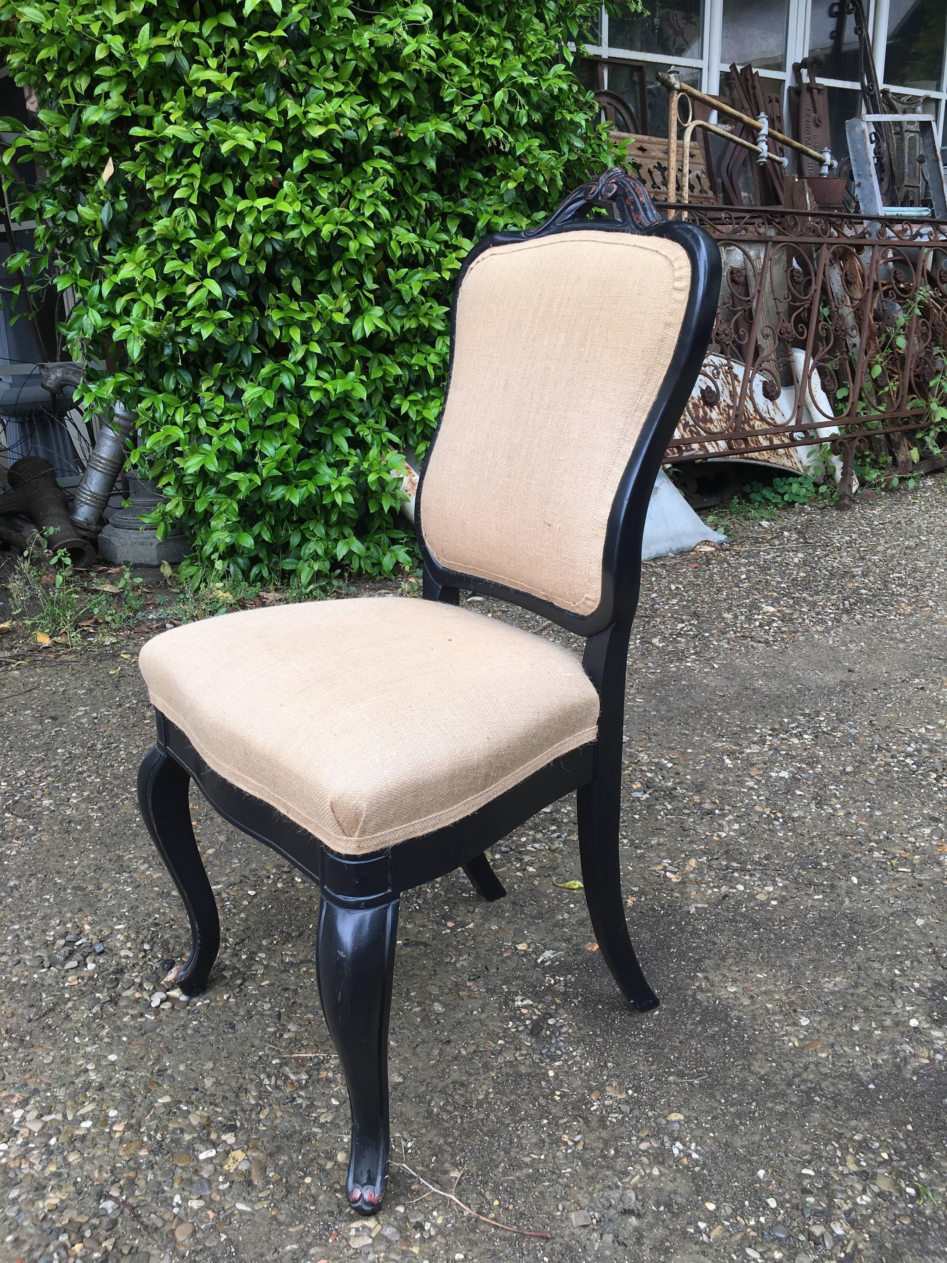 Italian Chairs with Inlaid Coated Wood and Juta in the Manner of Luis Philip For Sale 3