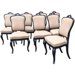 Italian Chairs with Inlaid Coated Wood and Juta in the Manner of Luis Philip