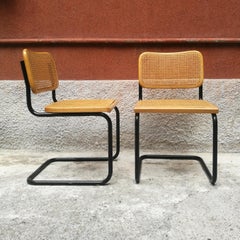 Chaises italiennes à assise en jonc des années 1970:: dans le style des chaises Cesca