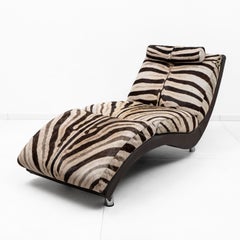 Italian Chaise Longue Cowhide with Zebra Pattern, 1980s