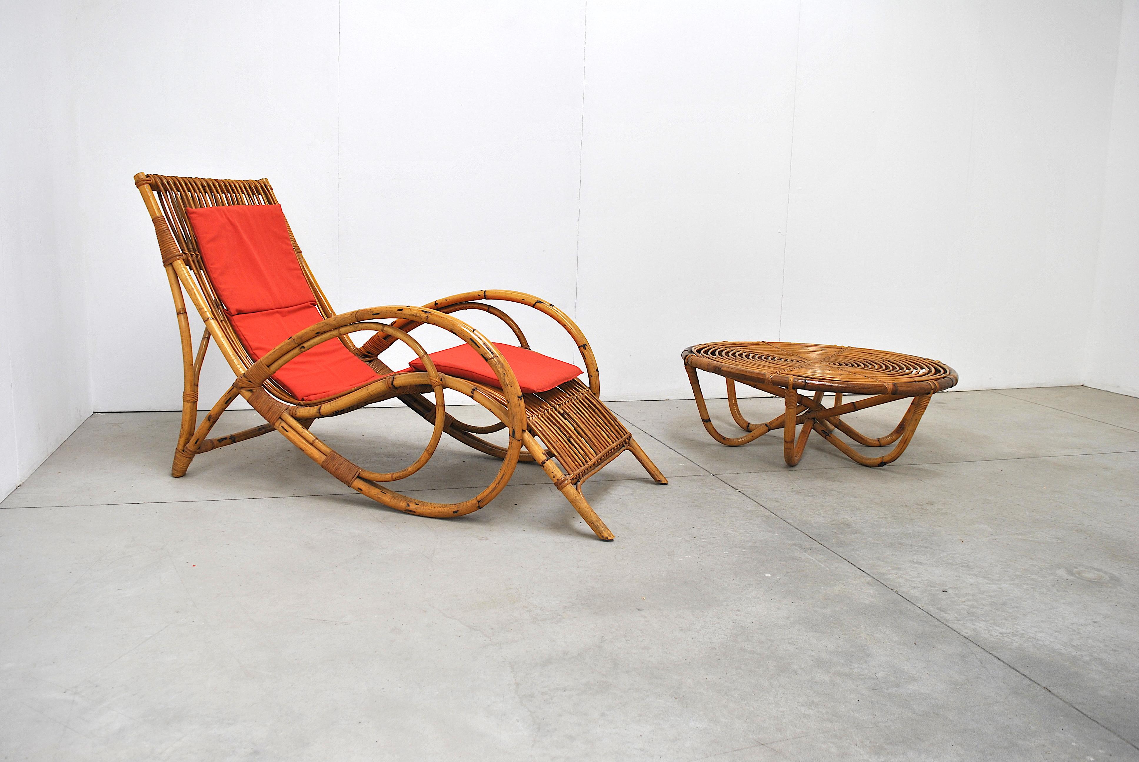 Italian Chaise Lounge in Bamboo Midcentury, 1960s In Good Condition For Sale In bari, IT