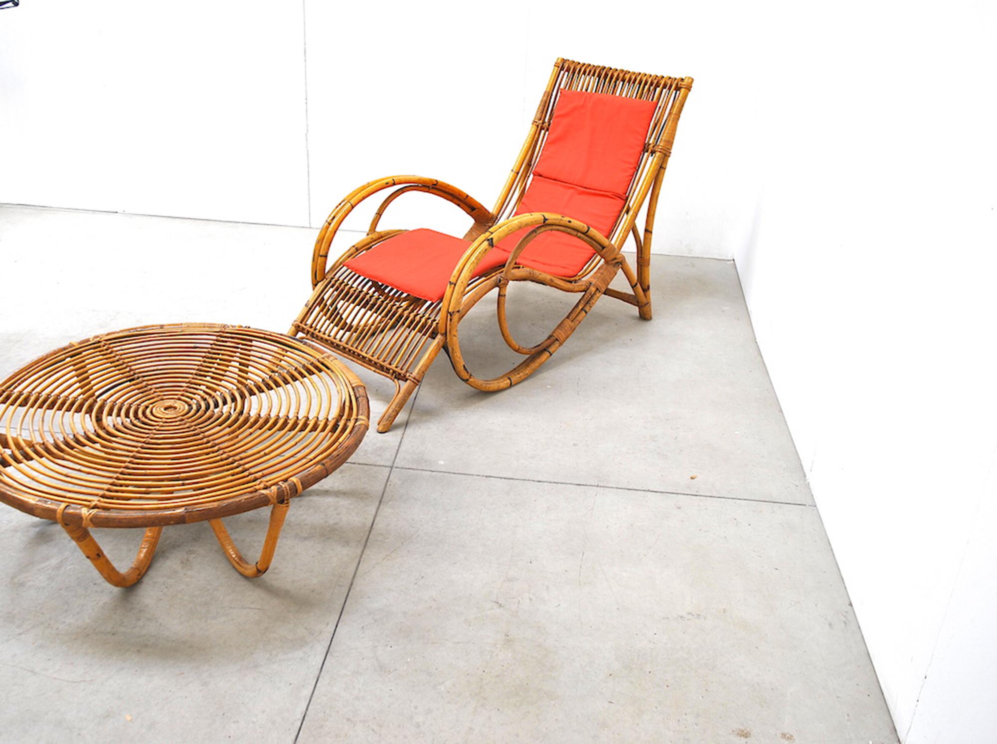 Mid-Century Modern Tito Agnoli Chaise Lounge in Bamboo late 1960s