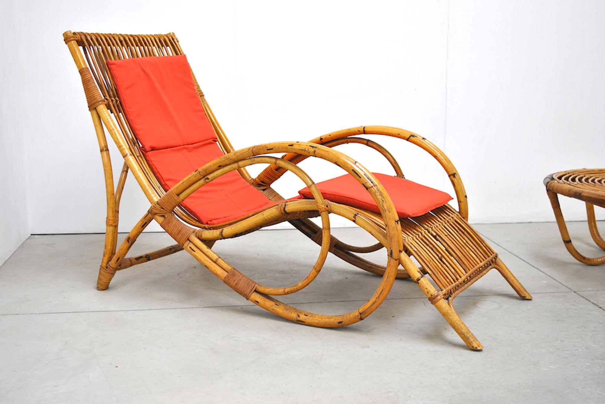 Mid-20th Century Tito Agnoli Chaise Lounge in Bamboo late 1960s