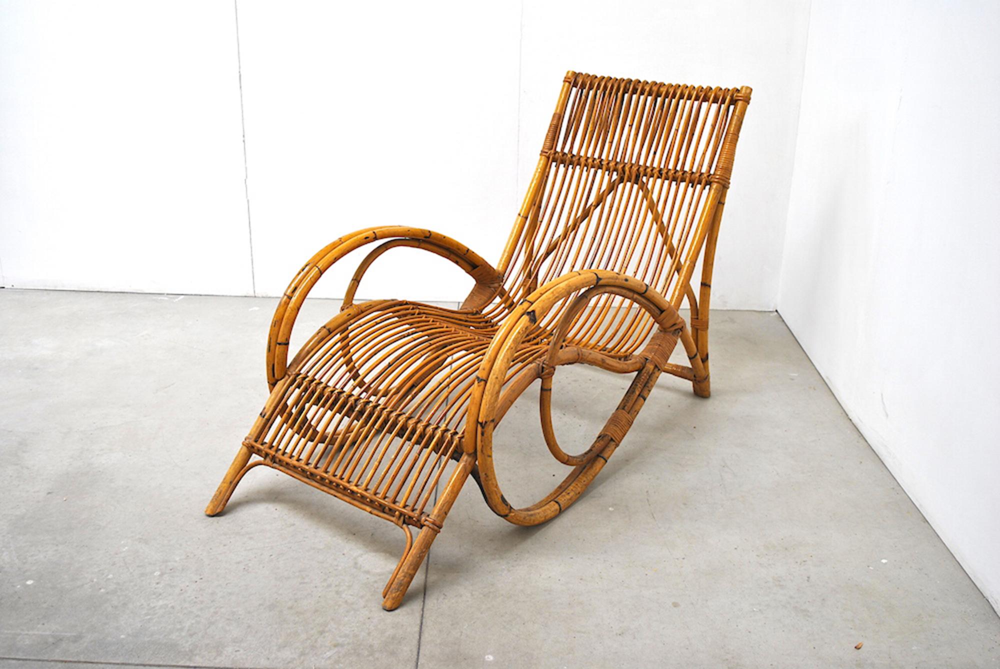 Tito Agnoli Chaise Lounge in Bamboo late 1960s 2