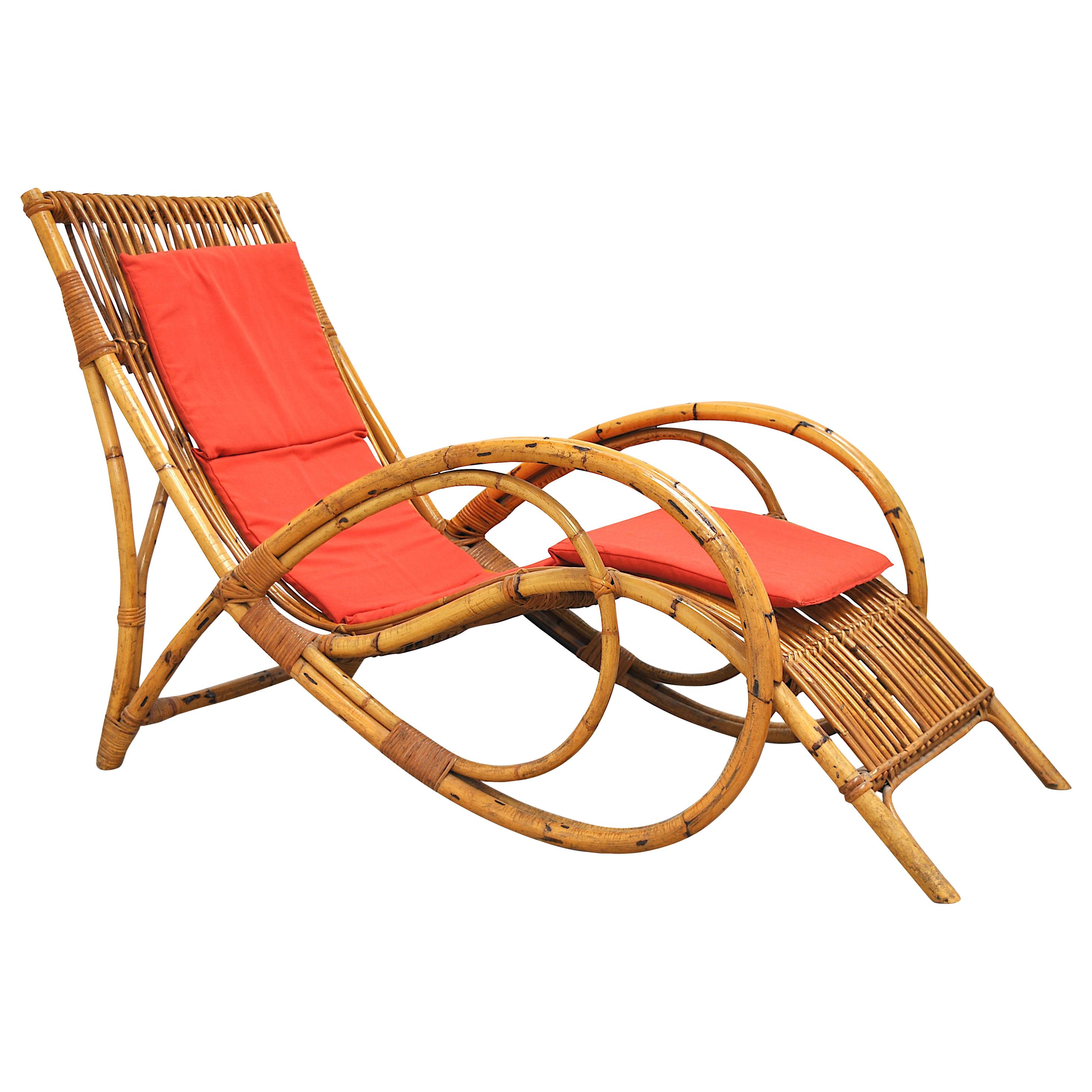 Italian Chaise Lounge in Bamboo Midcentury, 1960s For Sale