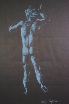 Italian Chalk Drawing - Male Figure 1981