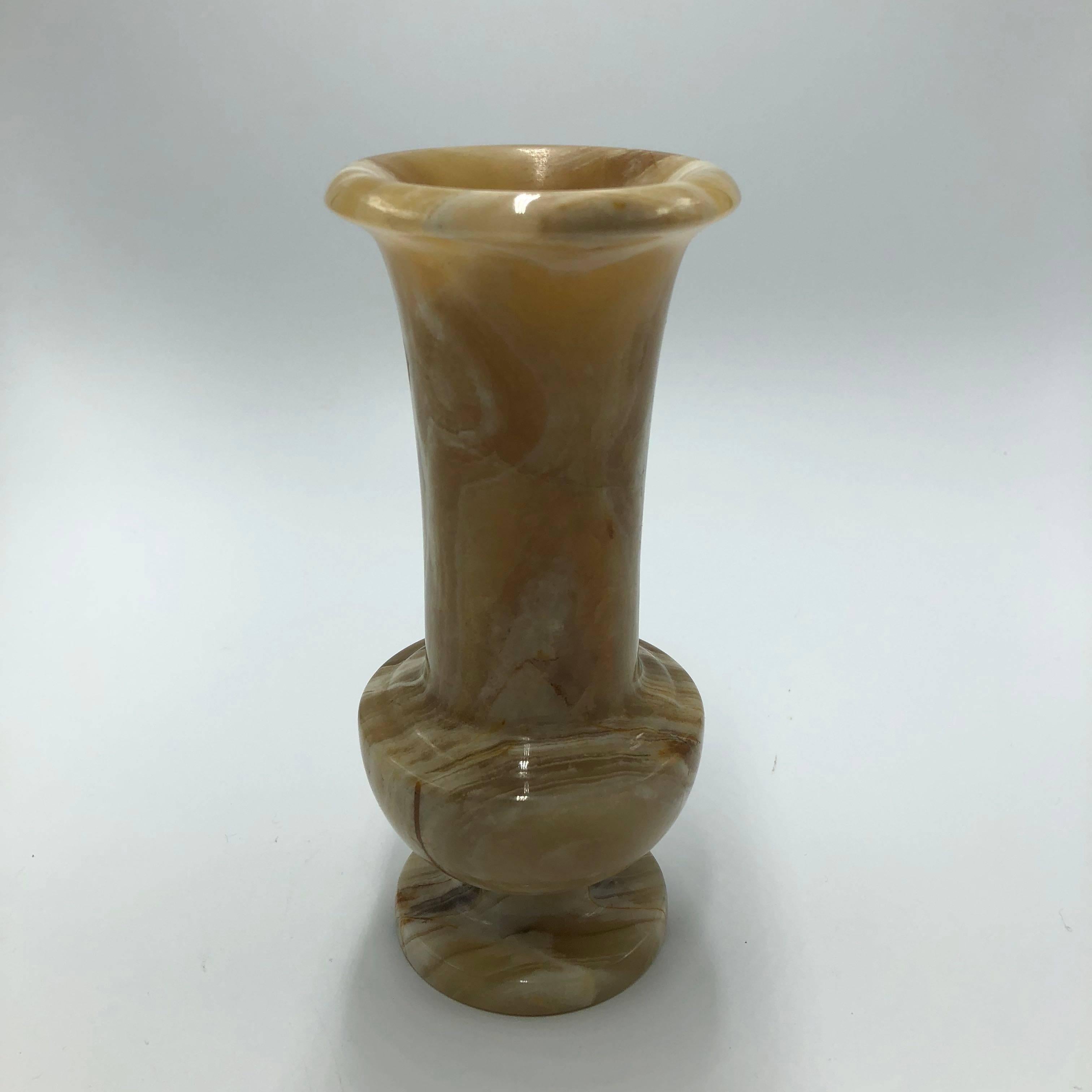 Neoclassical Italian Champagne Onyx Marble Urn Vase