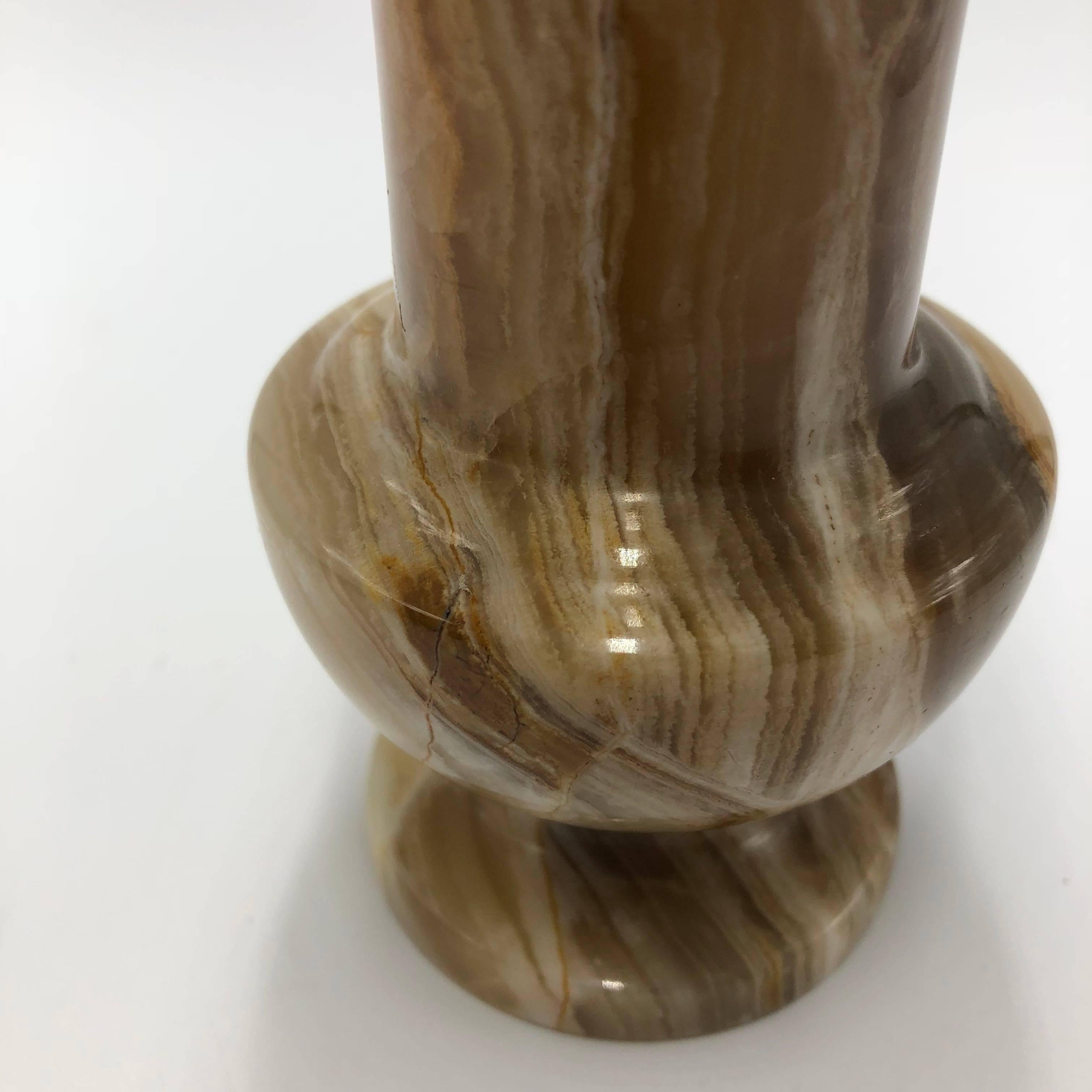 Italian Champagne Onyx Marble Urn Vase In Excellent Condition In Achterveld, NL