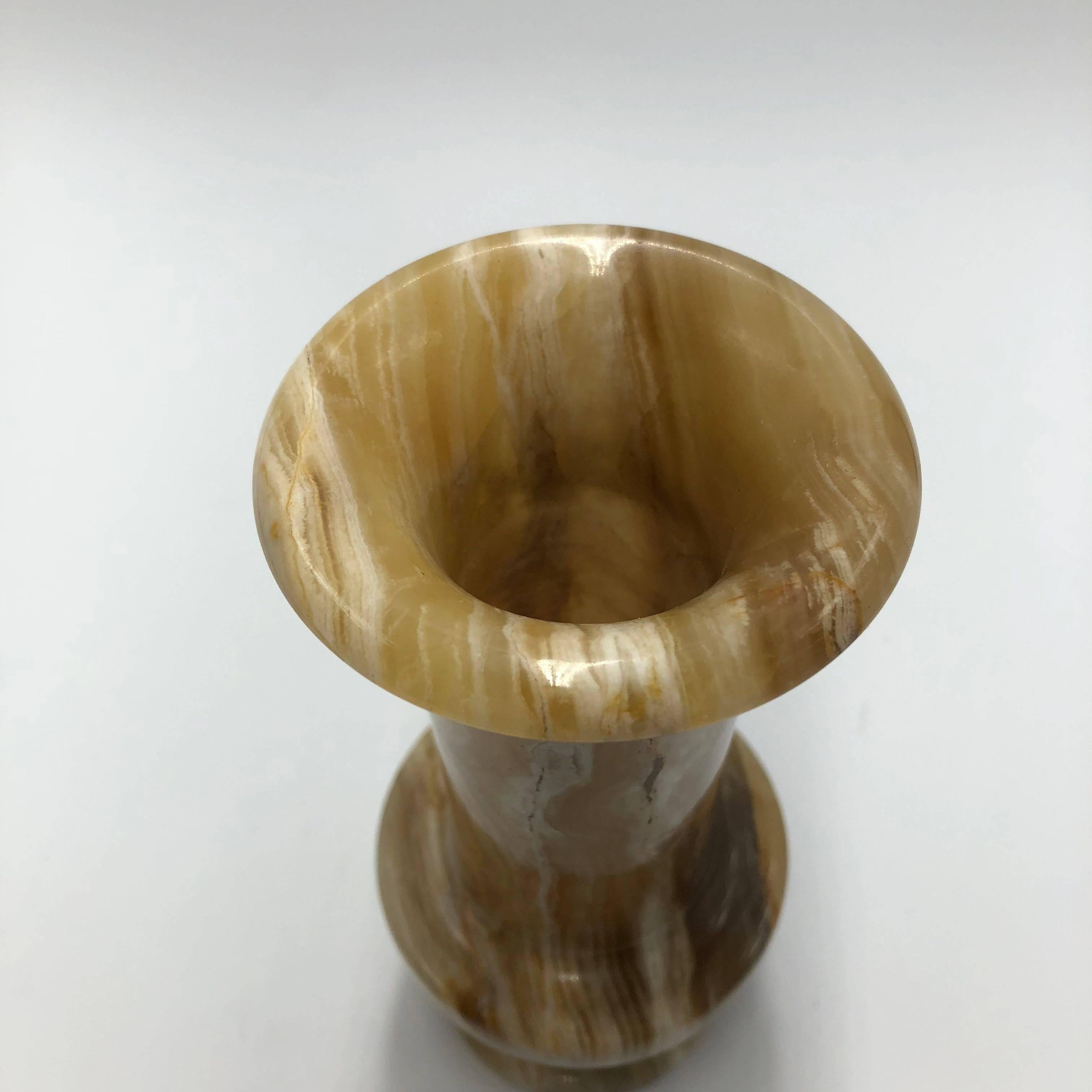 20th Century Italian Champagne Onyx Marble Urn Vase