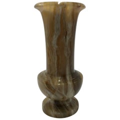 Italian Champagne Onyx Marble Urn Vase