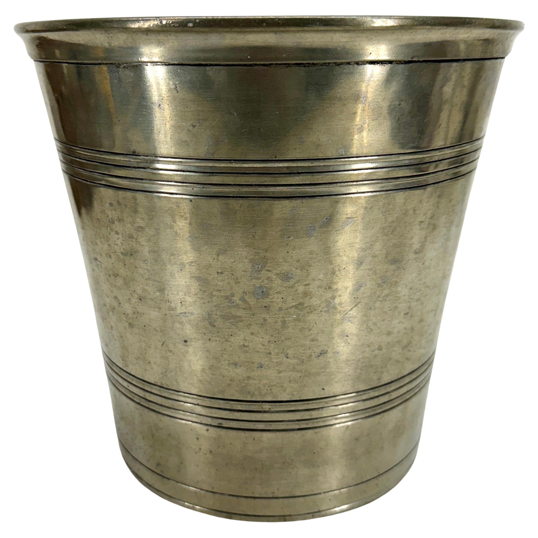 Neoclassical Italian Champagne Wine Ice Bucket Wastebasket from Match Pewter  For Sale
