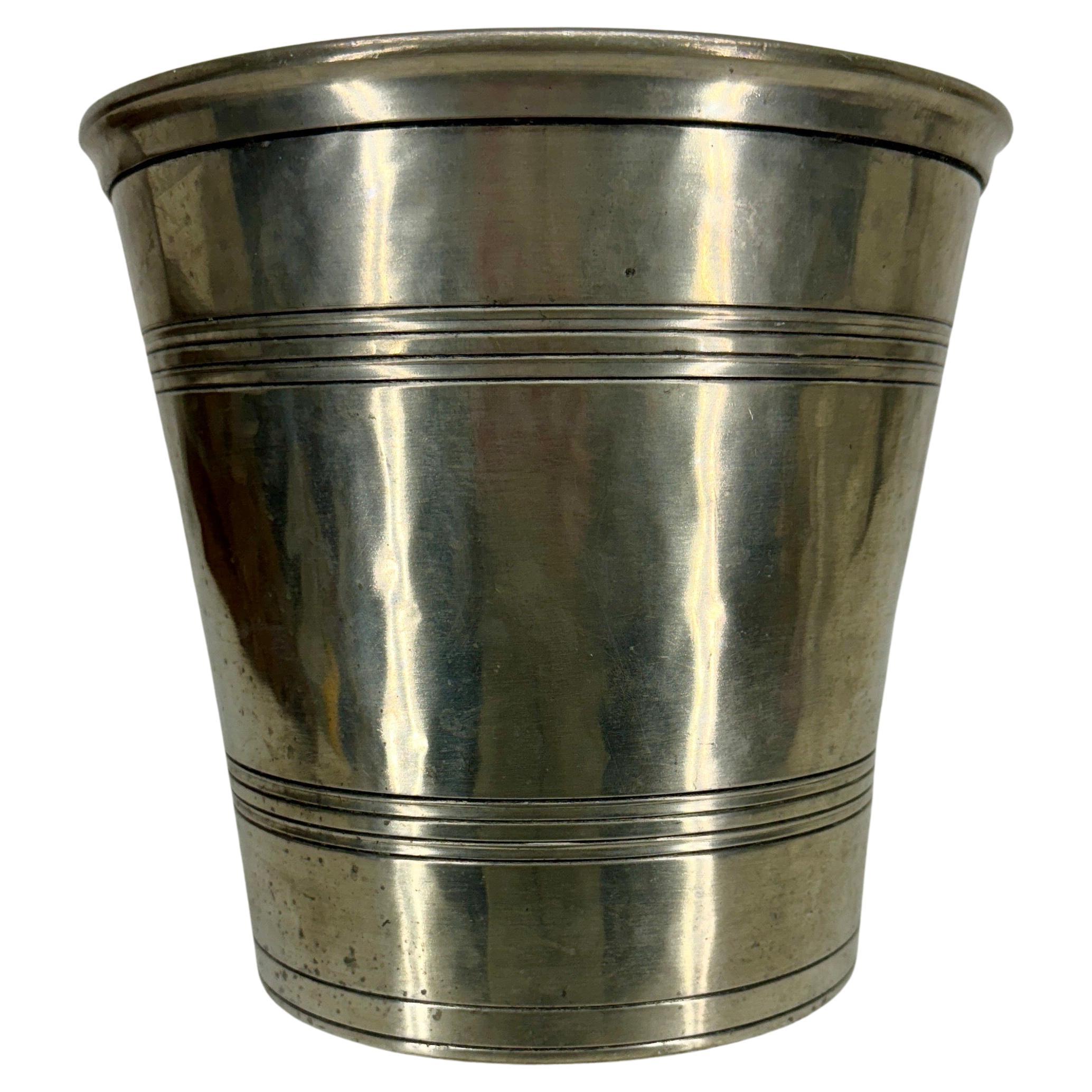 Italian Champagne Wine Ice Bucket Wastebasket from Match Pewter  For Sale