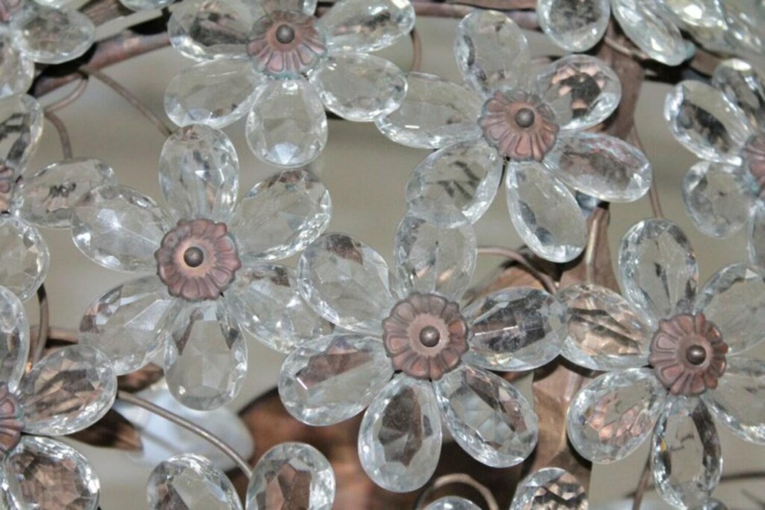 Art Glass Italian Chandelier 1940s Glass Flowers Art Deco  For Sale