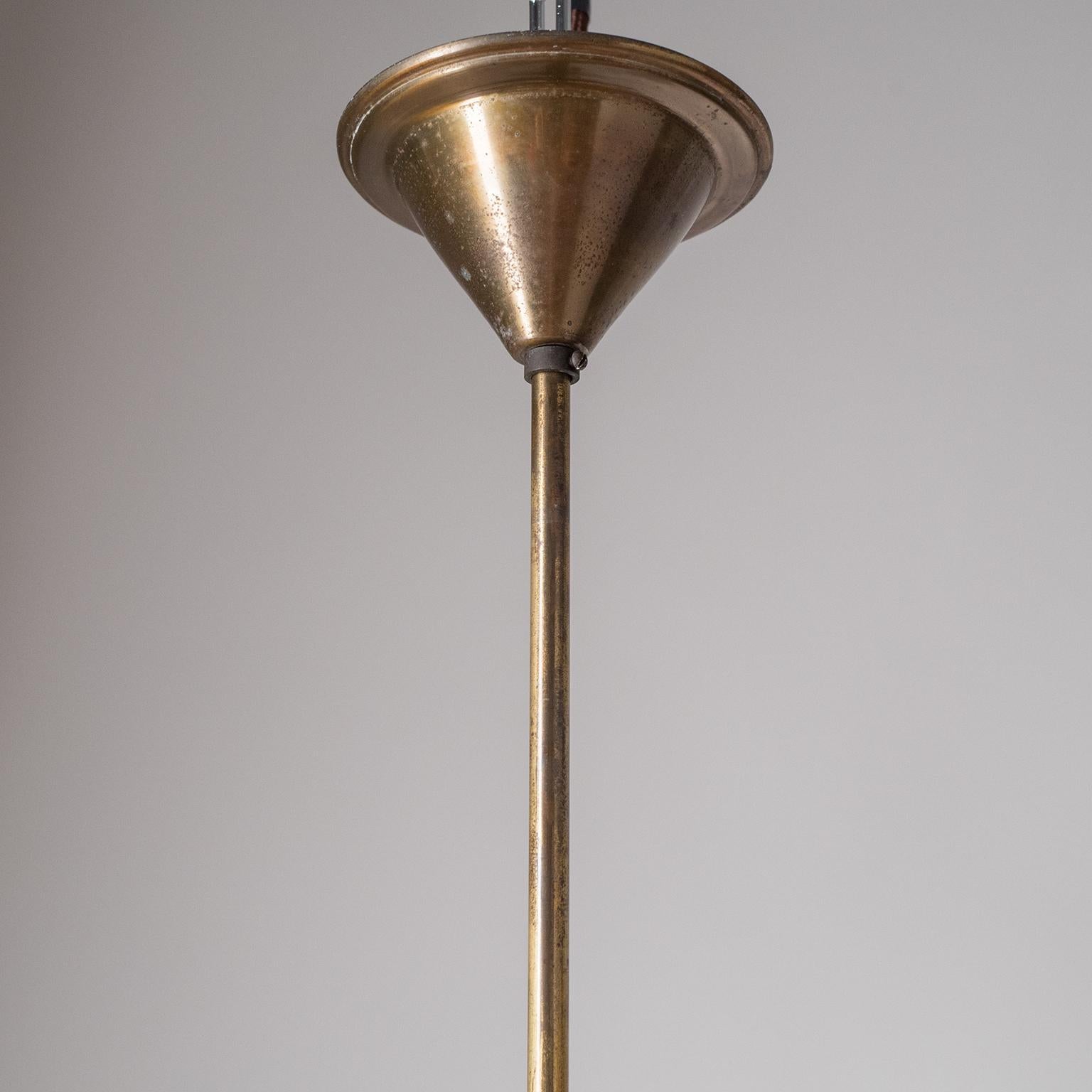 Italian Chandelier, 1940s, Striped Glass and Brass 3