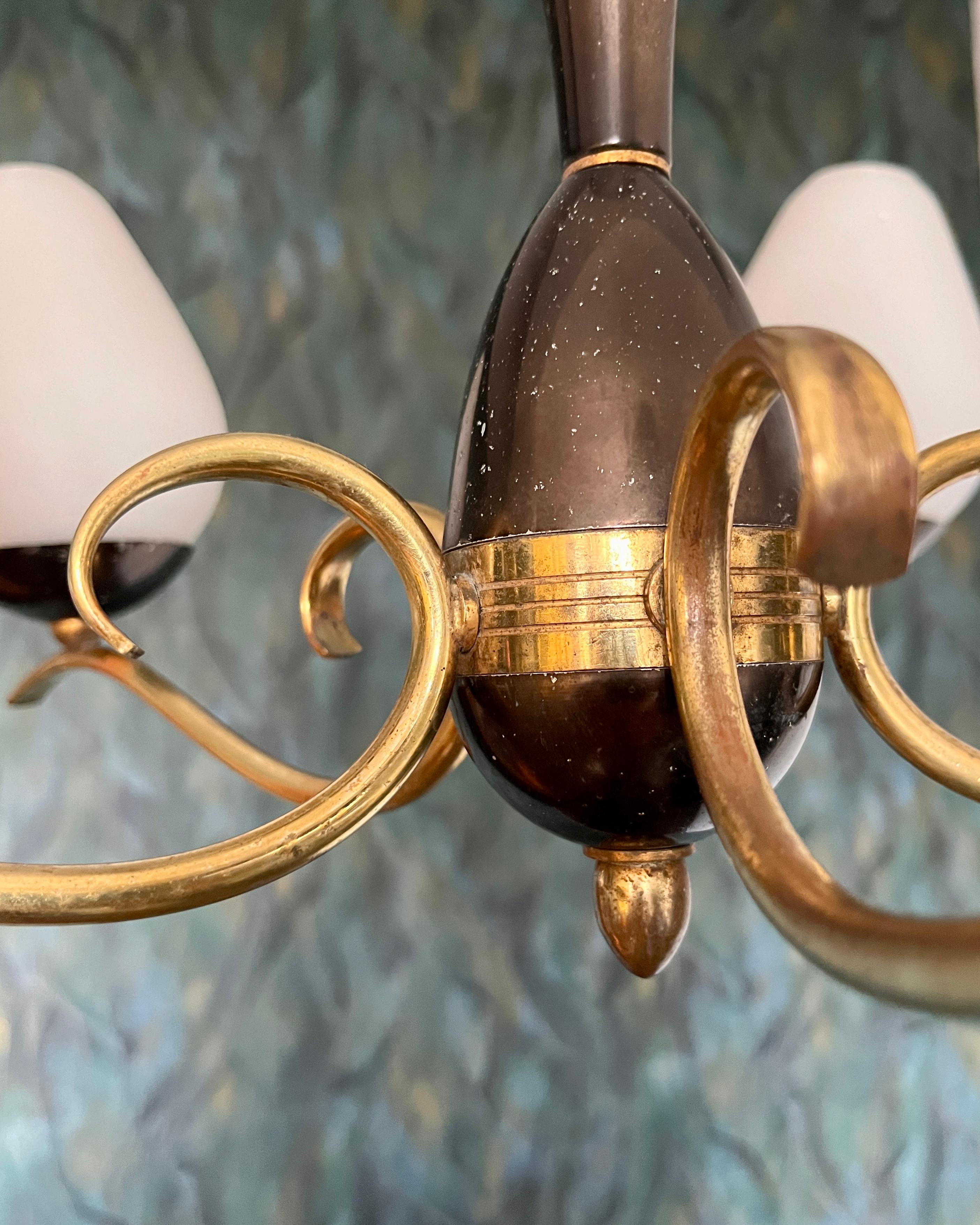 Metal Italian chandelier 1950s For Sale