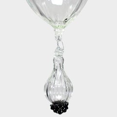 Lampadario italiano a 5 bracci in vetro di Murano trasparente con dettagli neri di Multiforme