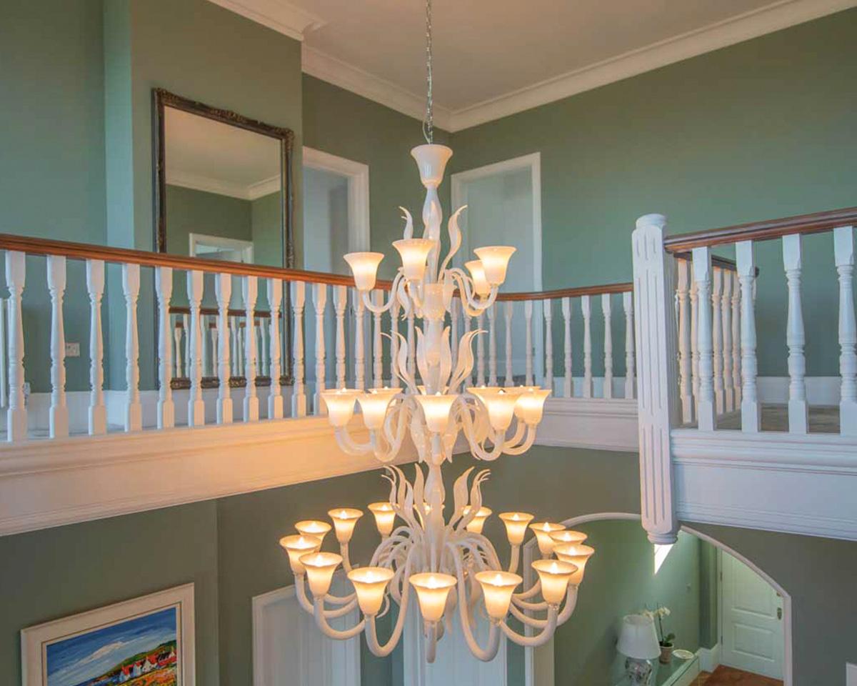 Contemporary Italian Chandelier 5 arms Grey Murano Glass by Multiforme For Sale