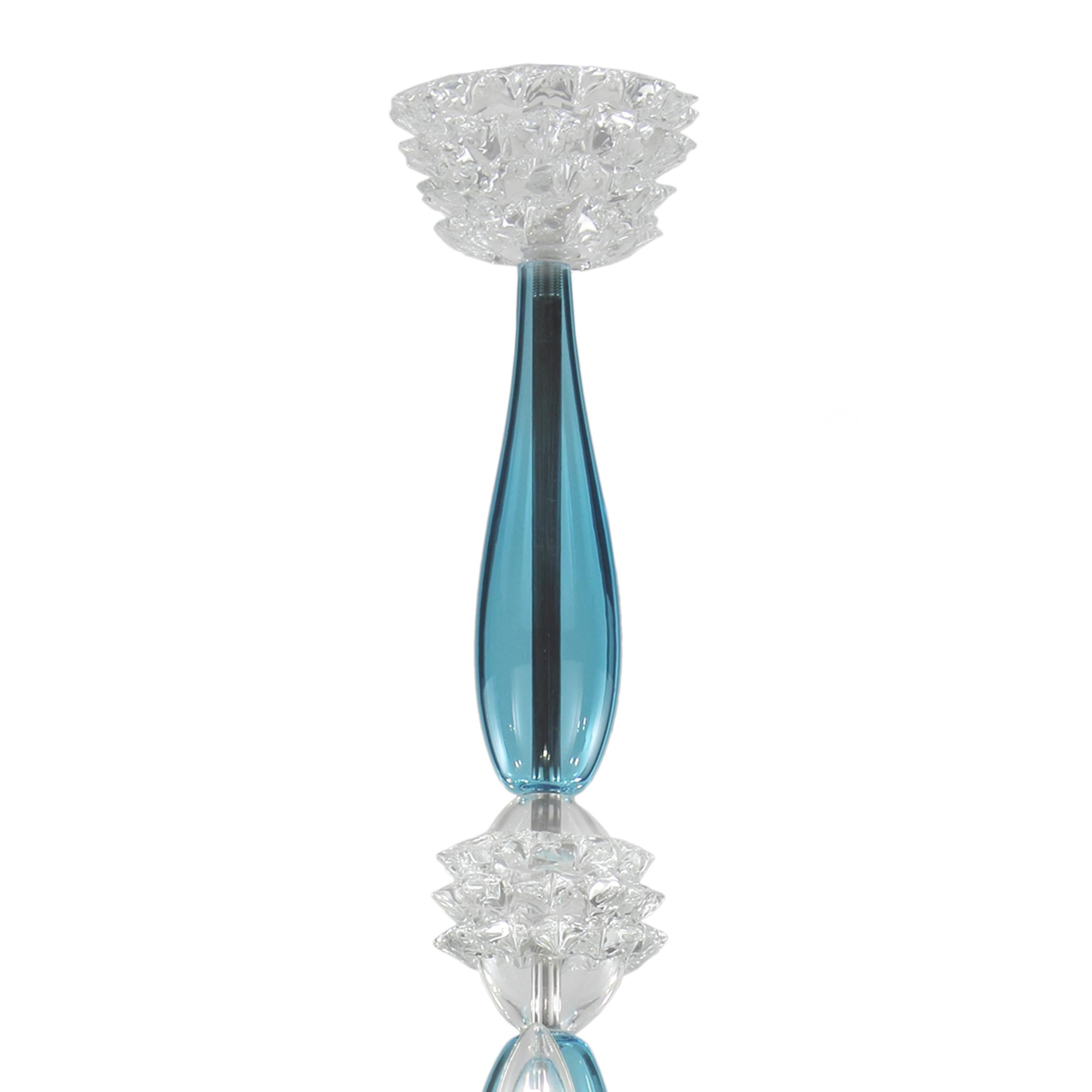 Autre Lustre italien à 5 bras en verre de Murano Rostri bleu ciel et transparent par Multiforme en vente