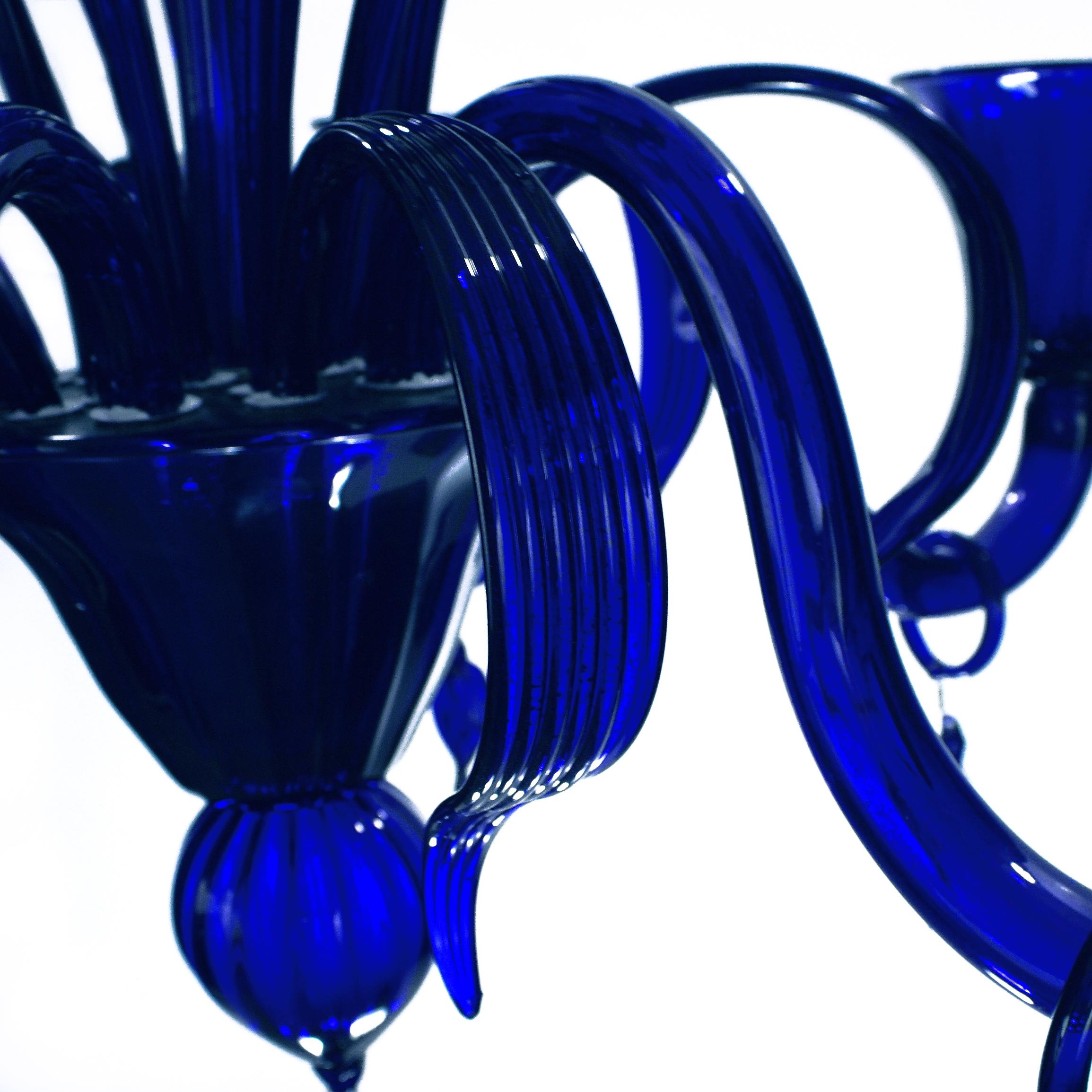 Other Italian Chandelier 6 Arms Cobal Blue Murano Glass by Multiforme in Stock For Sale