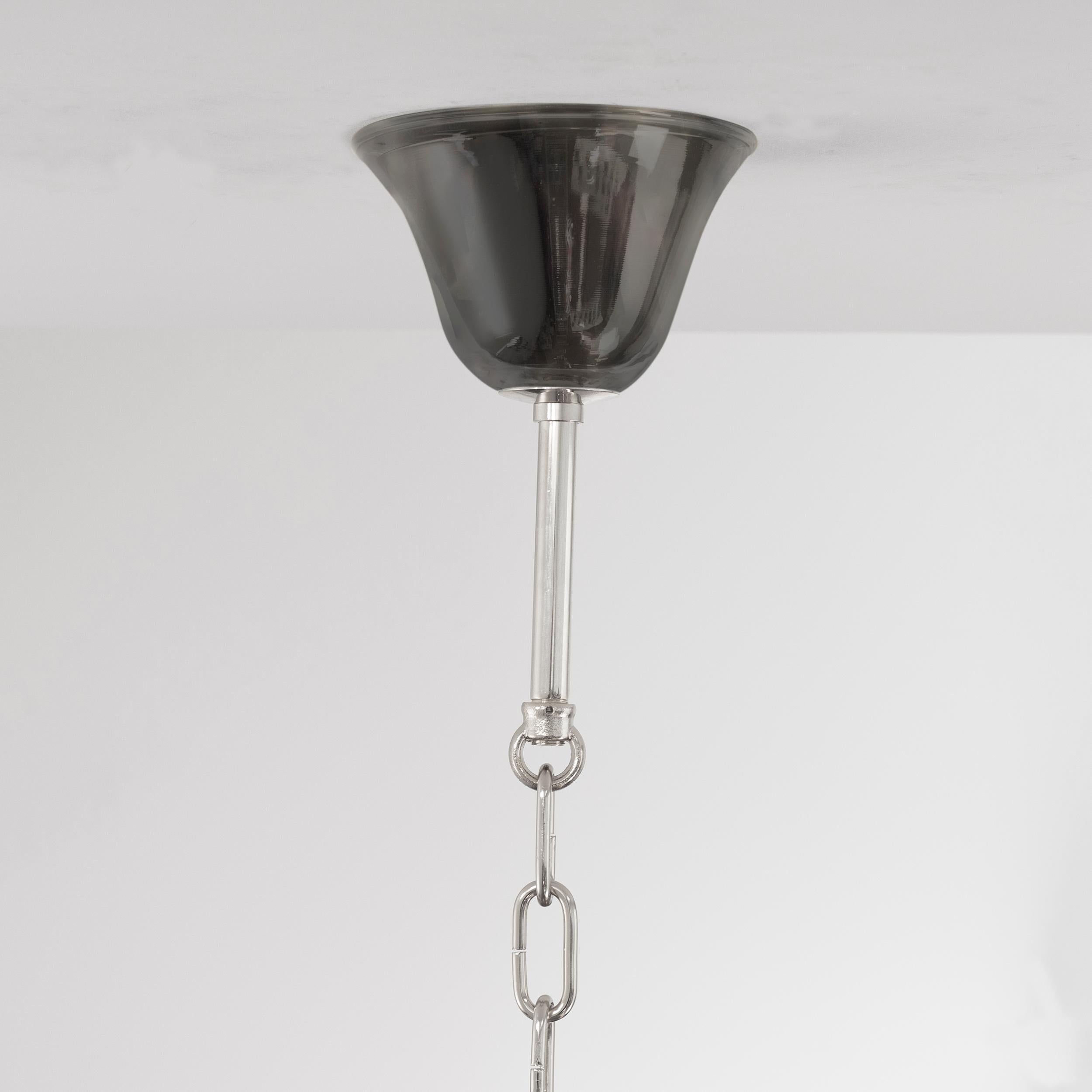 Italian Chandelier 6 arms Dark Grey and clear Rostri Murano Glass by Multiforme For Sale 2