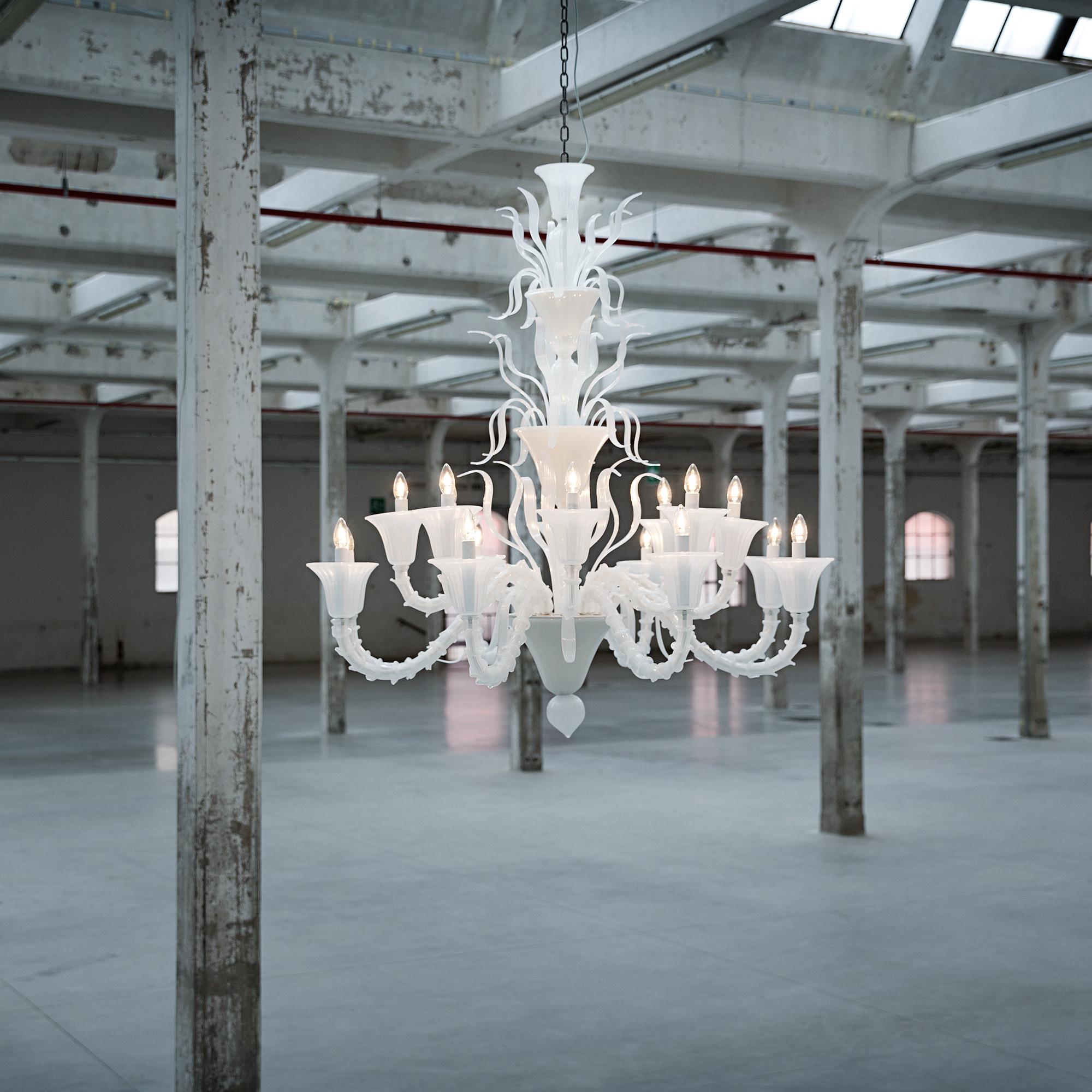 Contemporary Italian Chandelier 6 arms Dark Smoky Quartz Murano Glass by Multiforme For Sale