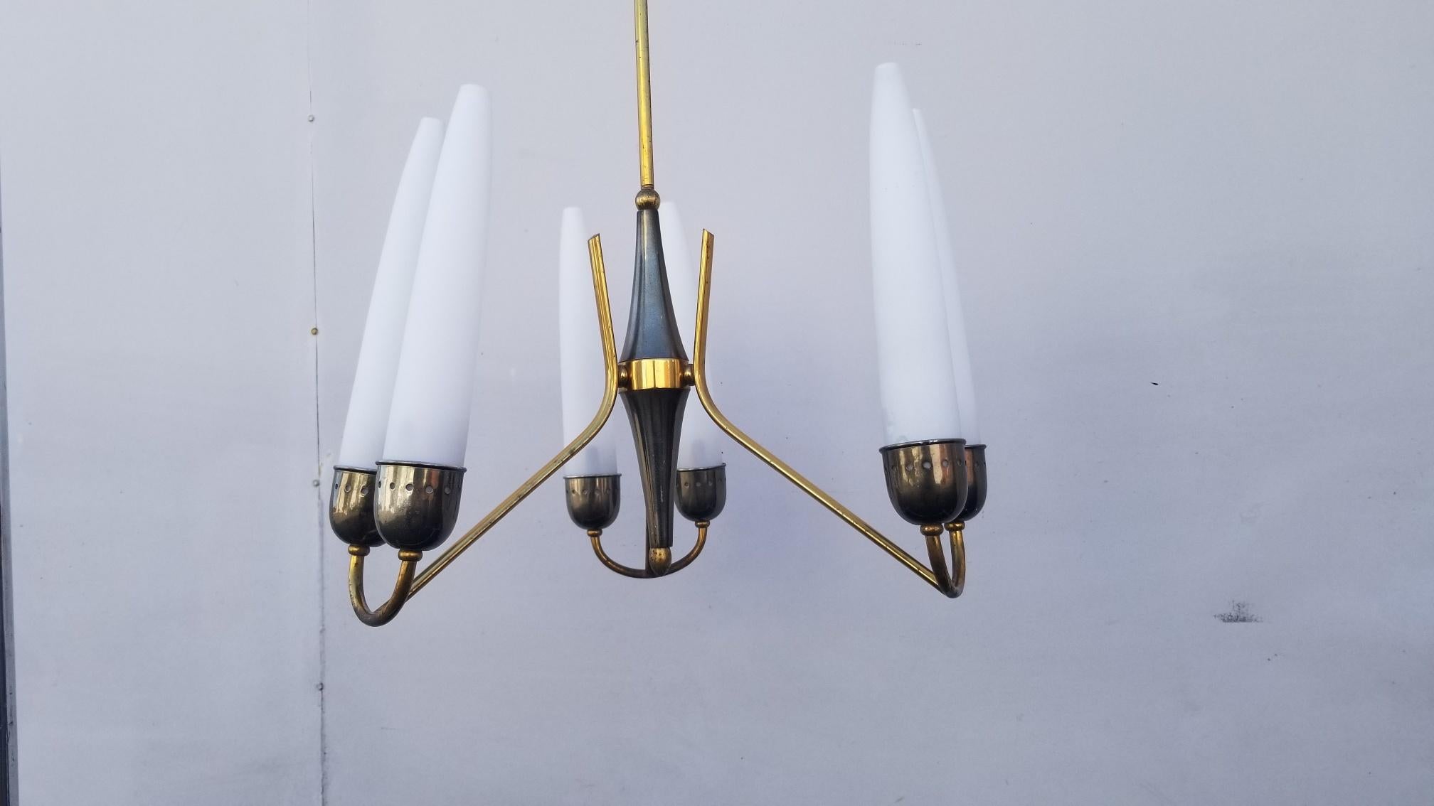 Italian Chandelier Attributed to Angelo Lelii for Arredoluce In Good Condition For Sale In Los Angeles, CA