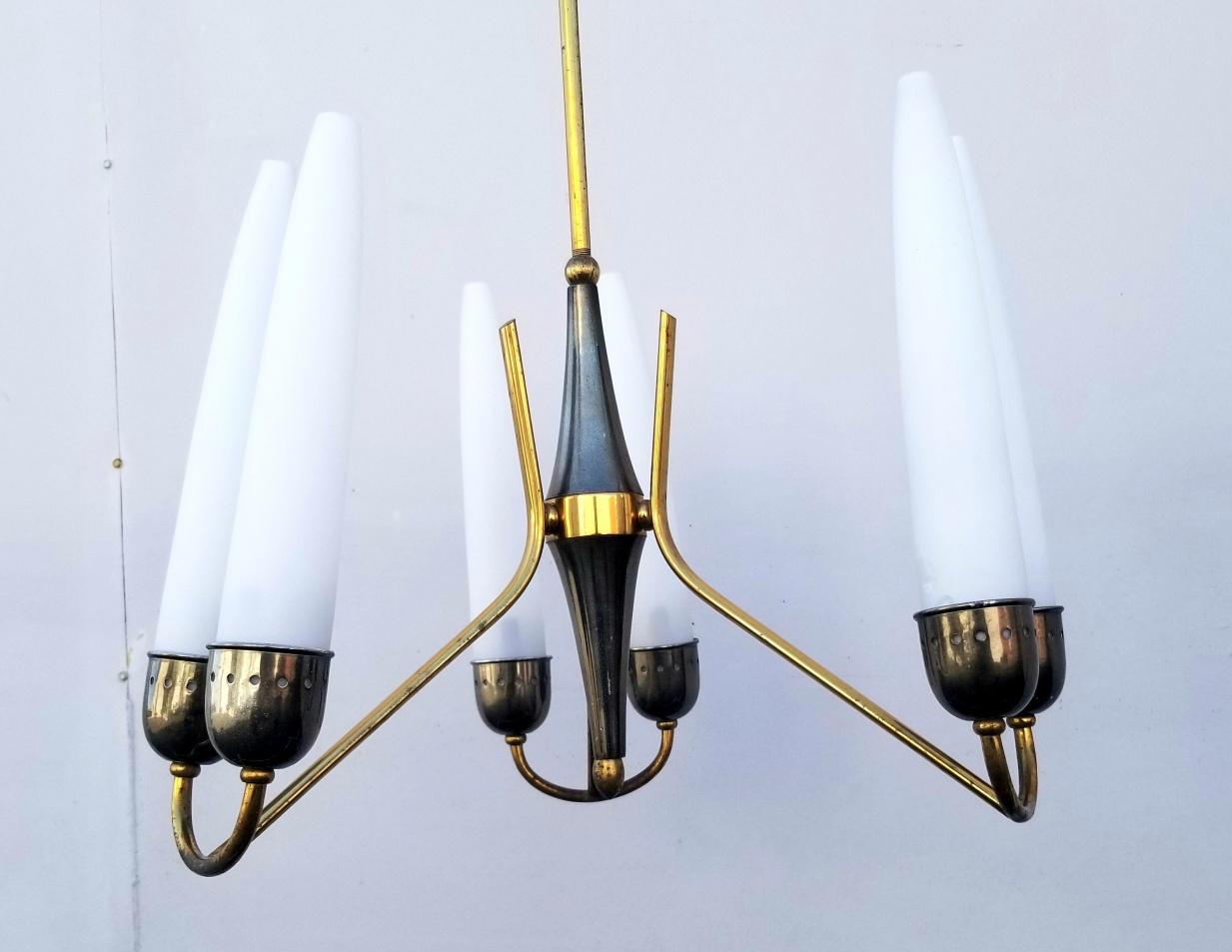 Mid-20th Century Italian Chandelier Attributed to Angelo Lelii for Arredoluce For Sale