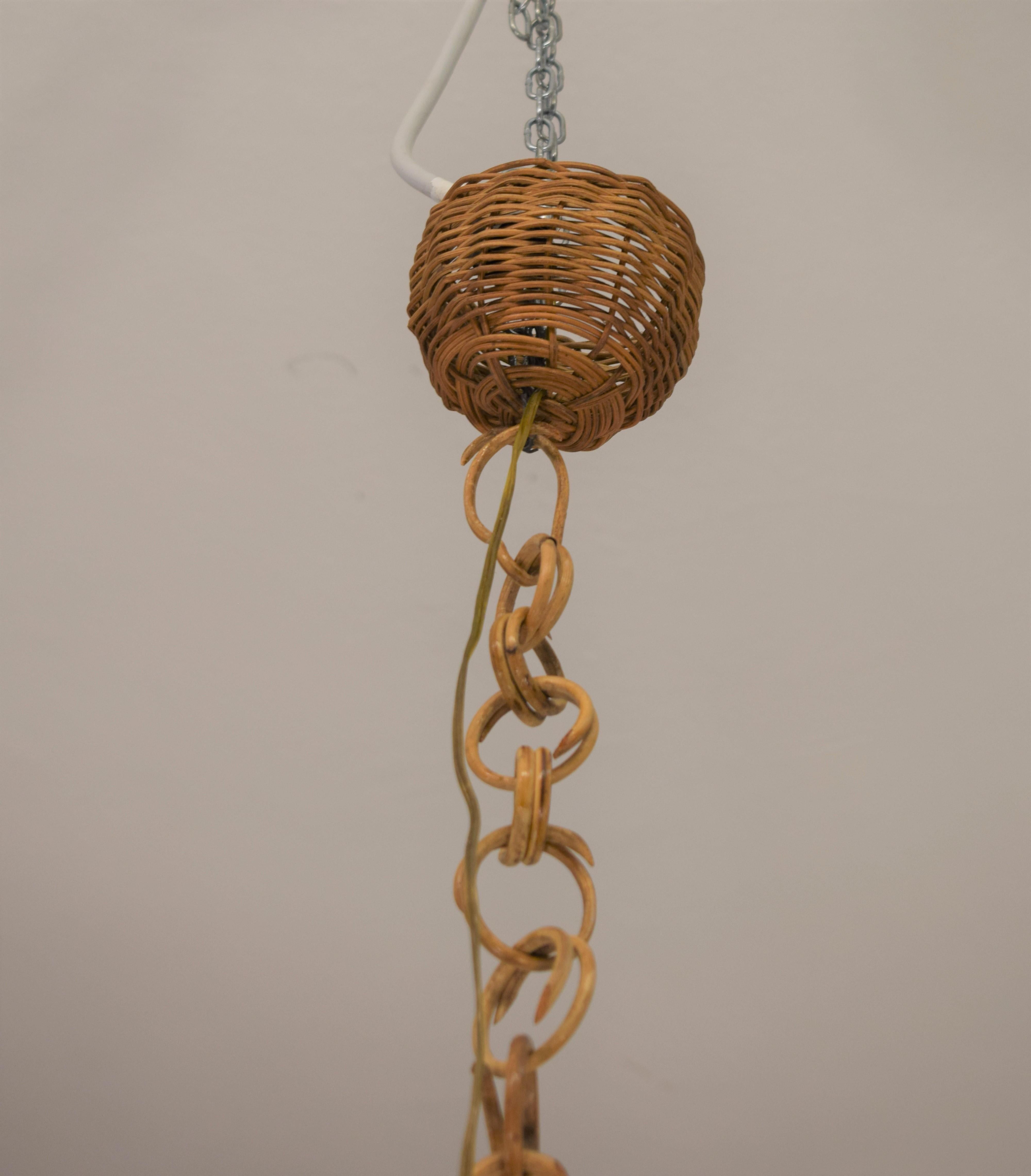 Late 20th Century Italian, Chandelier, Bamboo and Straw, 1970s