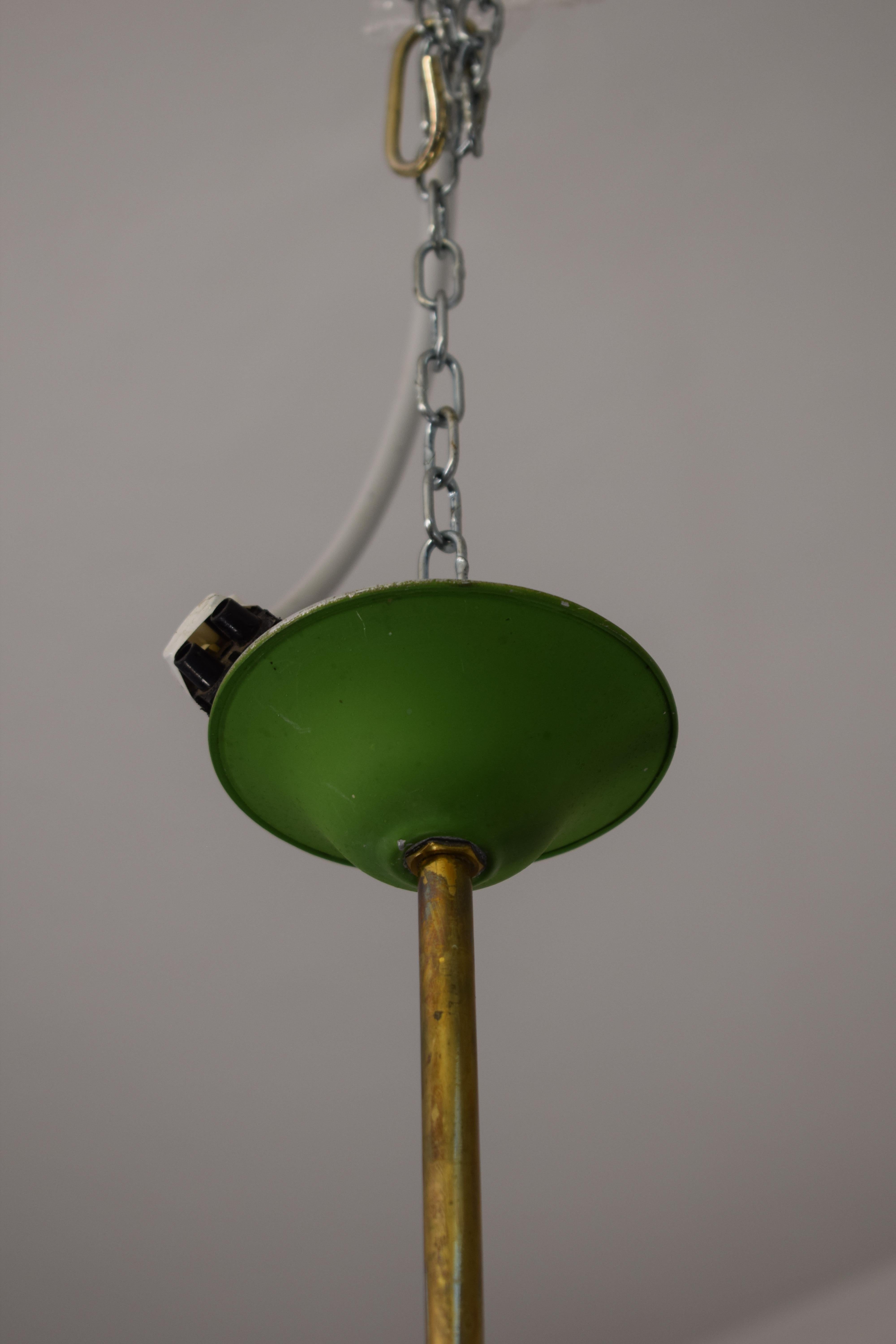 Italian Chandelier, Brass, Aluminum and Glass, 1950s For Sale 7