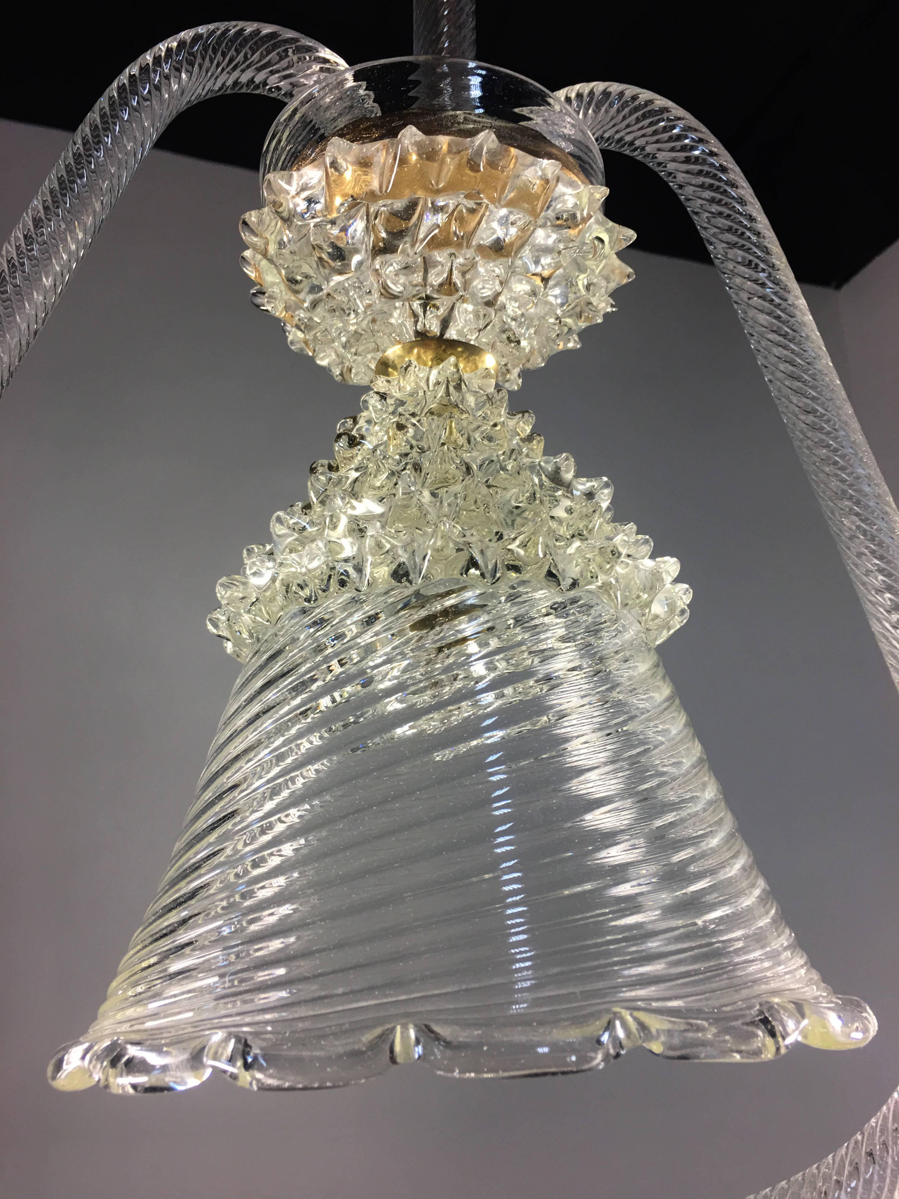 Italian Chandelier by Barovier & Toso, Murano, 1950 For Sale 6