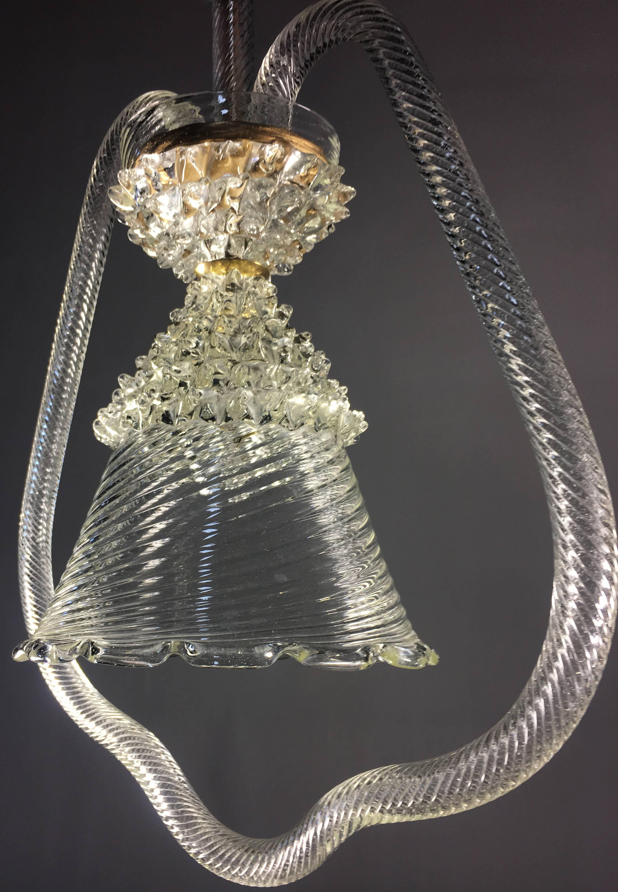 Italian Chandelier by Barovier & Toso, Murano, 1950 For Sale 9