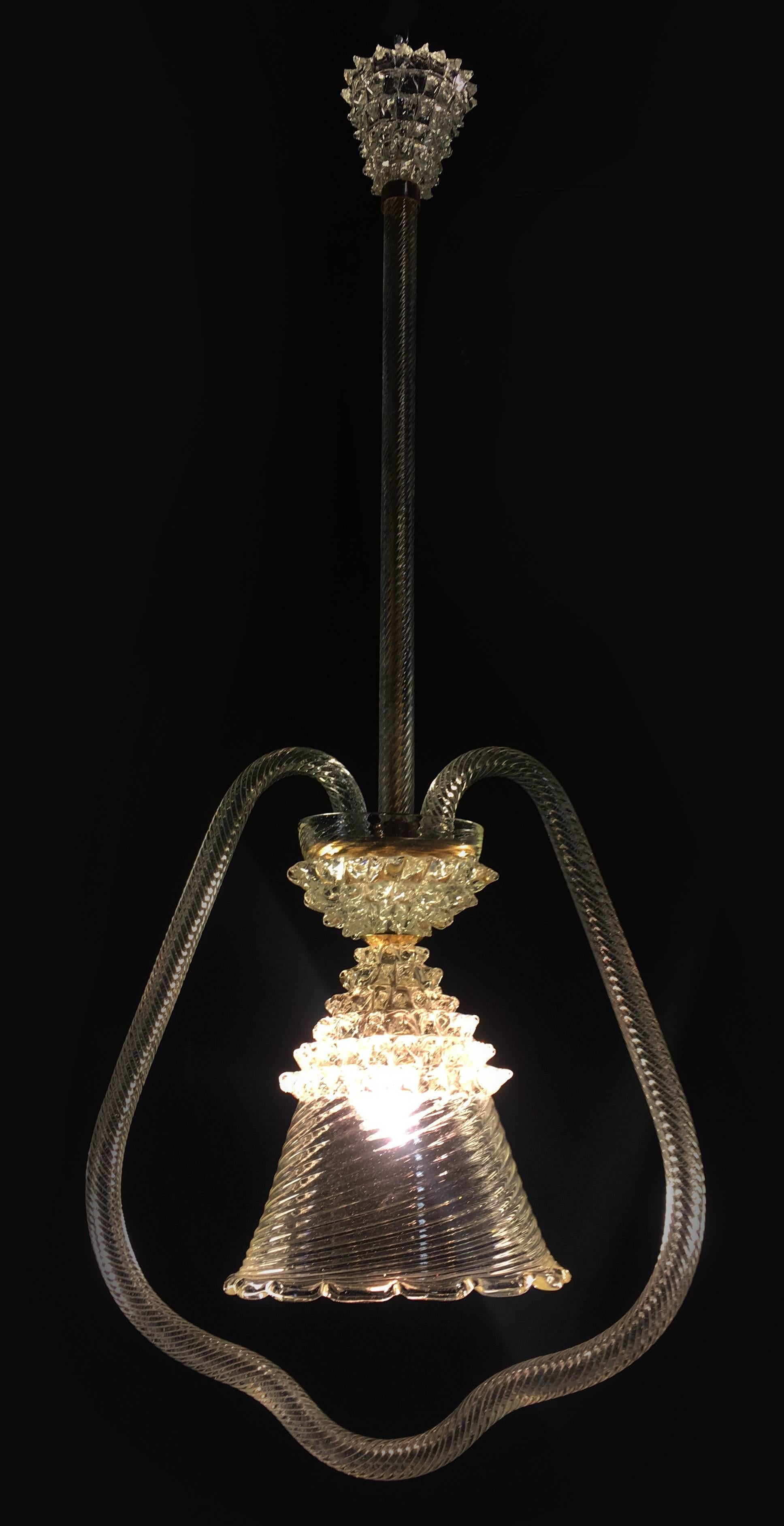 Italian Chandelier by Barovier & Toso, Murano, 1950 For Sale 11