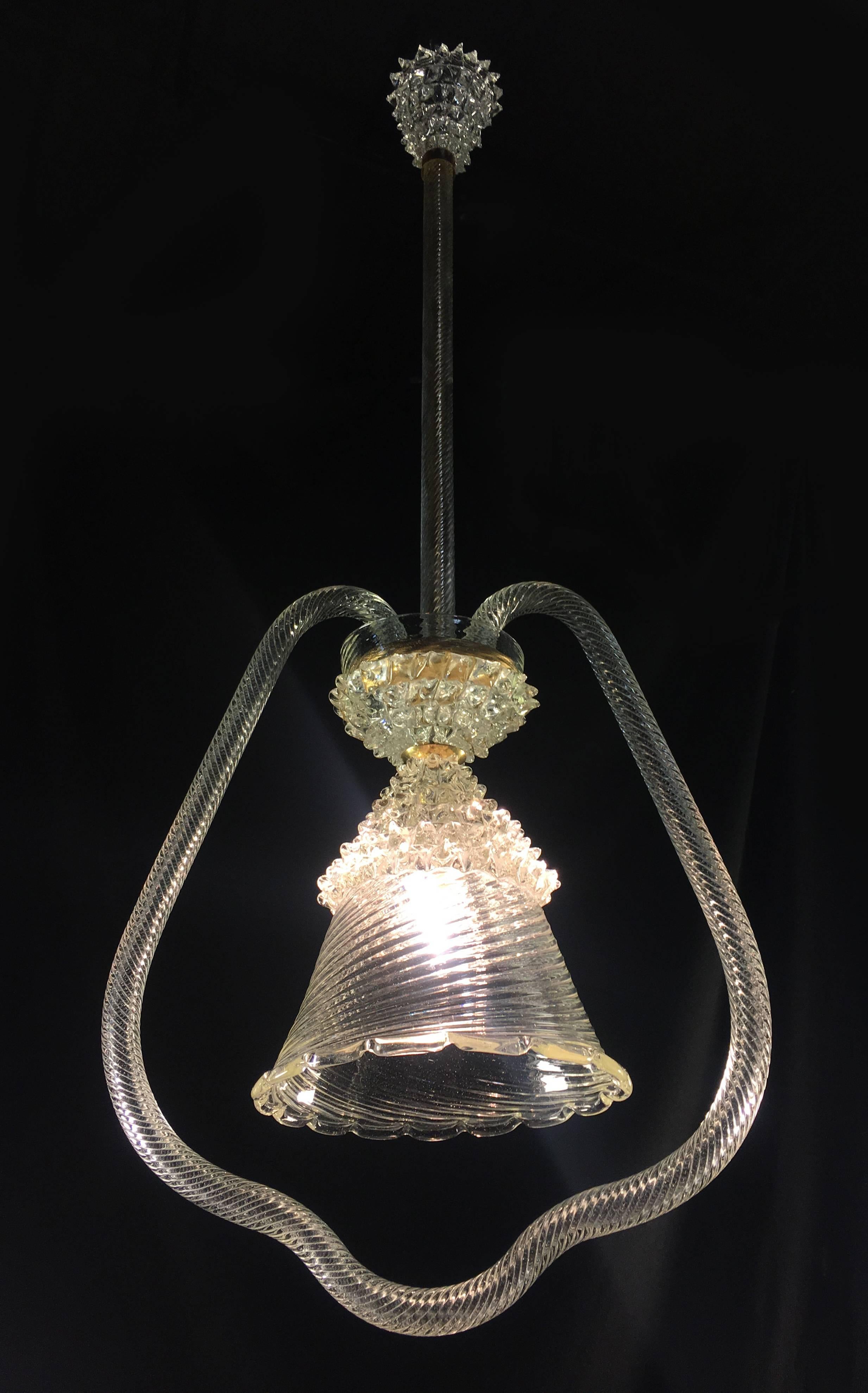 Italian Chandelier by Barovier & Toso, Murano, 1950 For Sale 14