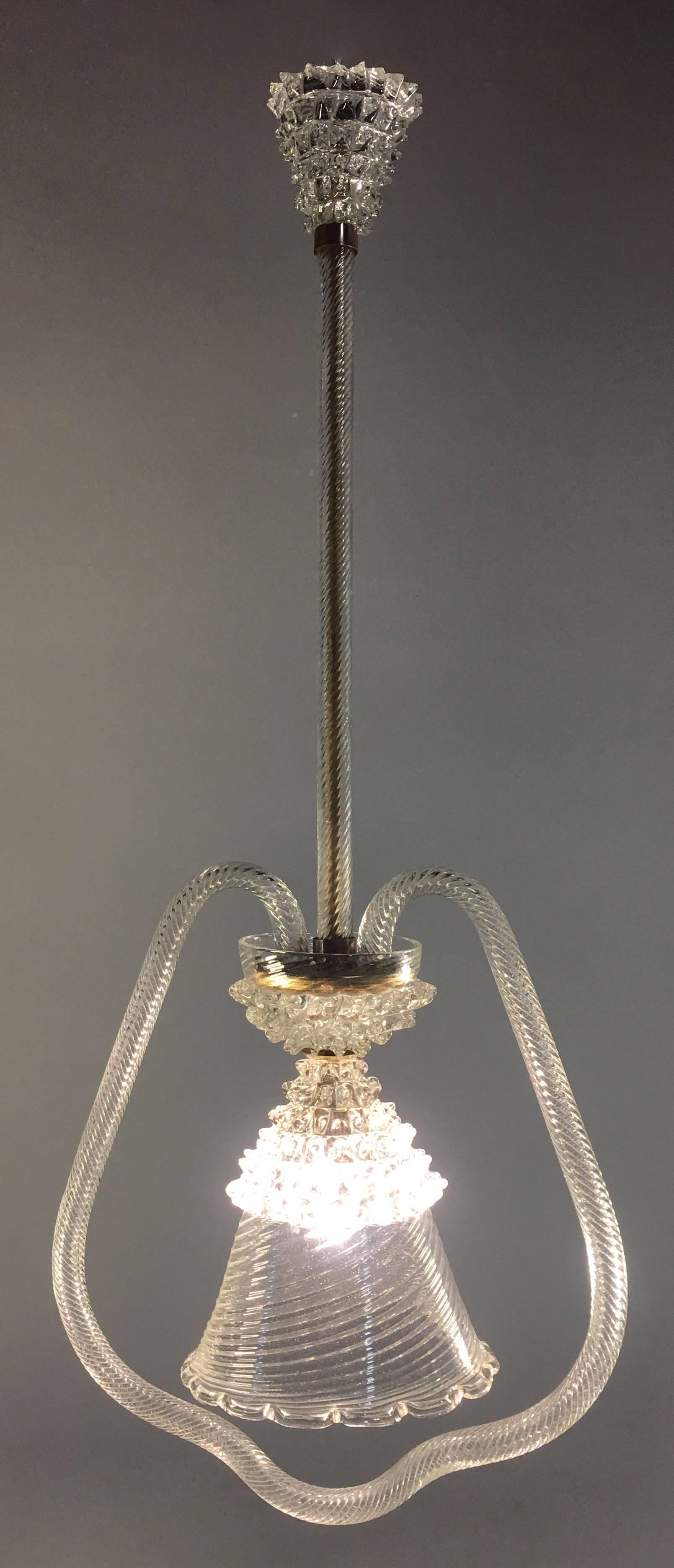 20th Century Italian Chandelier by Barovier & Toso, Murano, 1950 For Sale