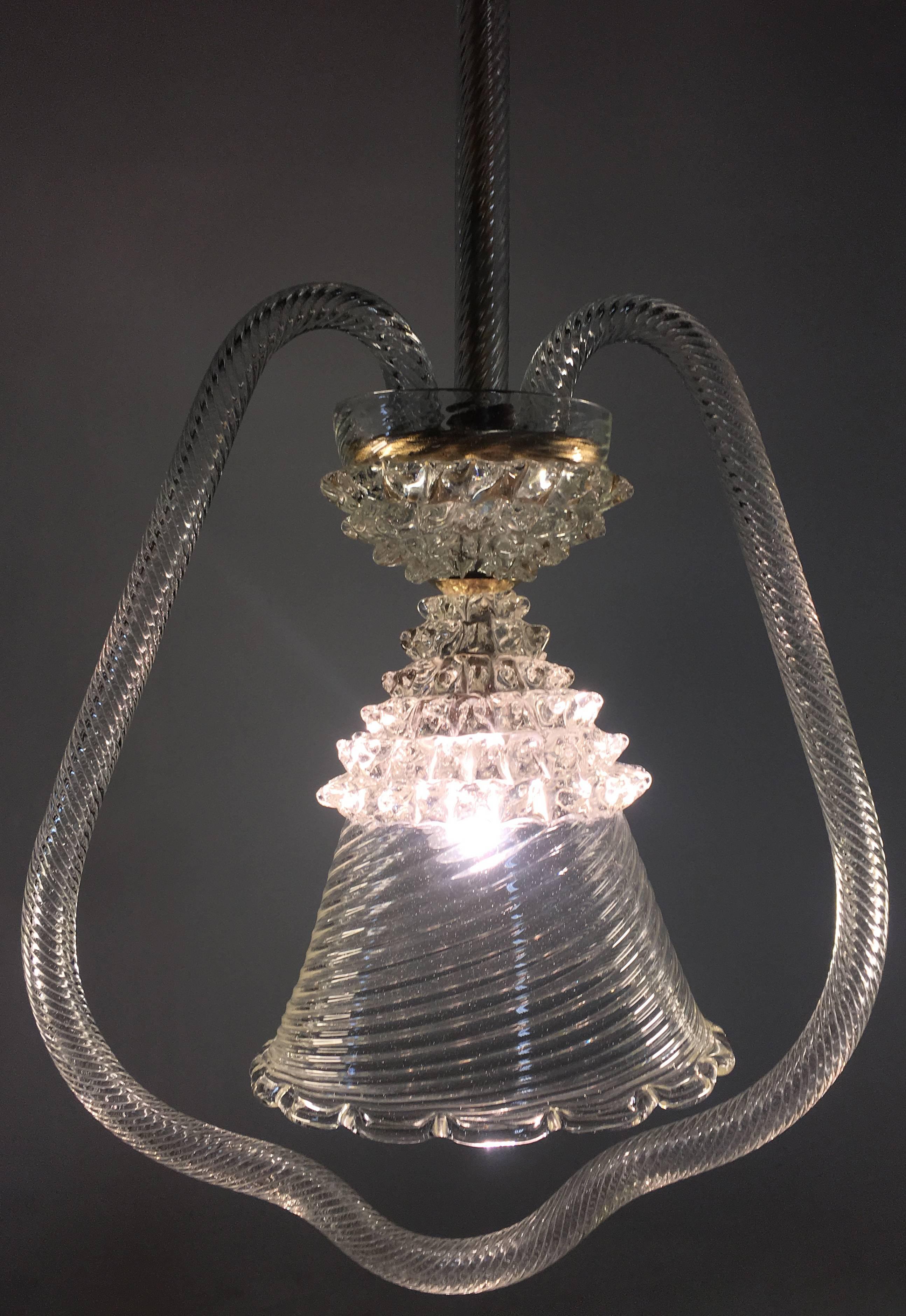 Italian Chandelier by Barovier & Toso, Murano, 1950 For Sale 1