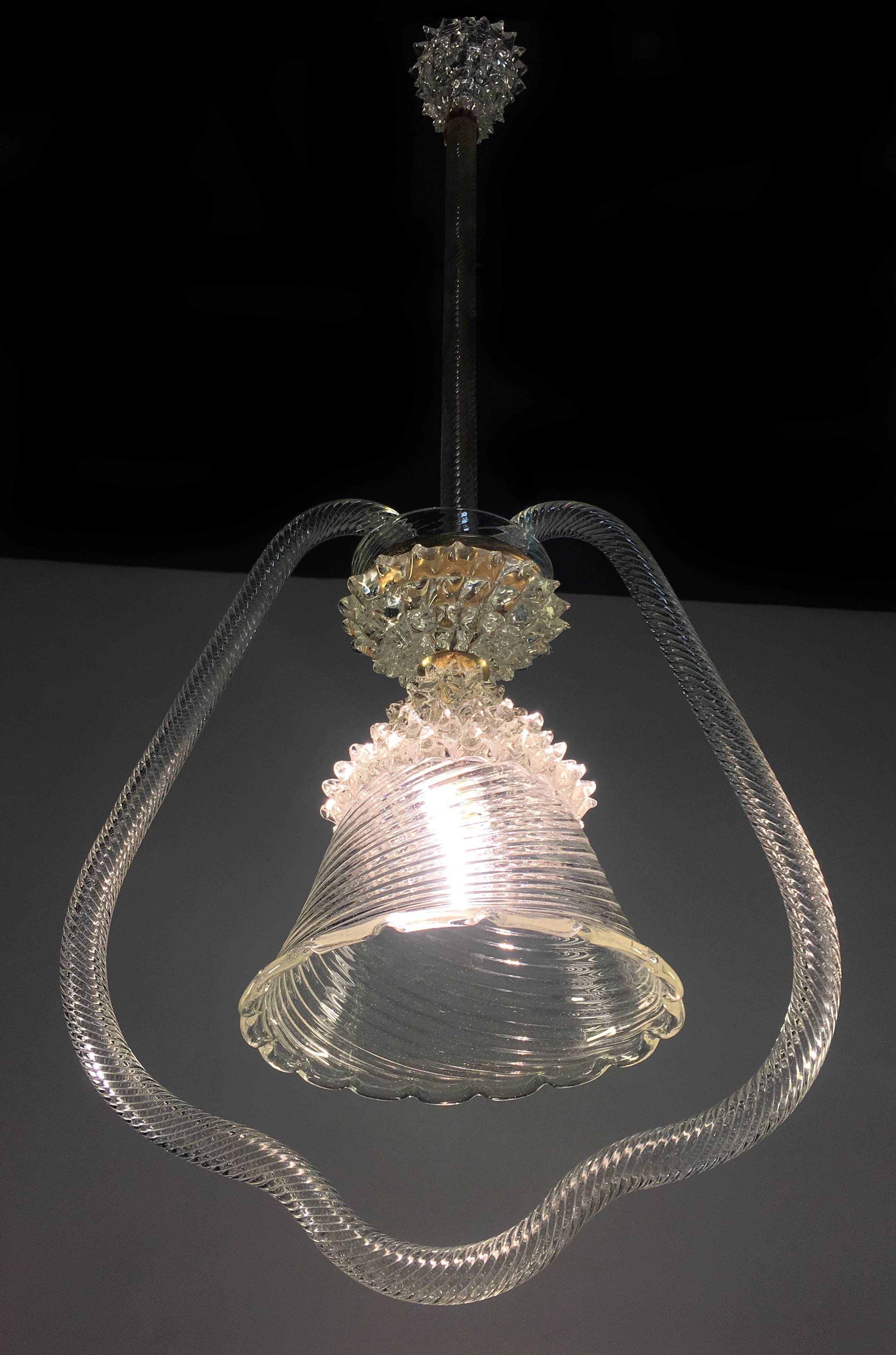 Italian Chandelier by Barovier & Toso, Murano, 1950 For Sale 3