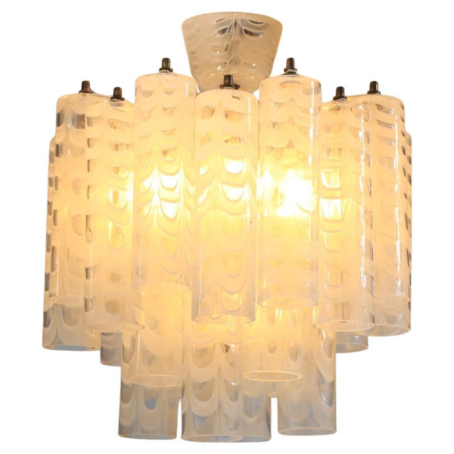 Italian chandelier by Barovier & Toso ‘Graffito’ model from the 60's Murano For Sale