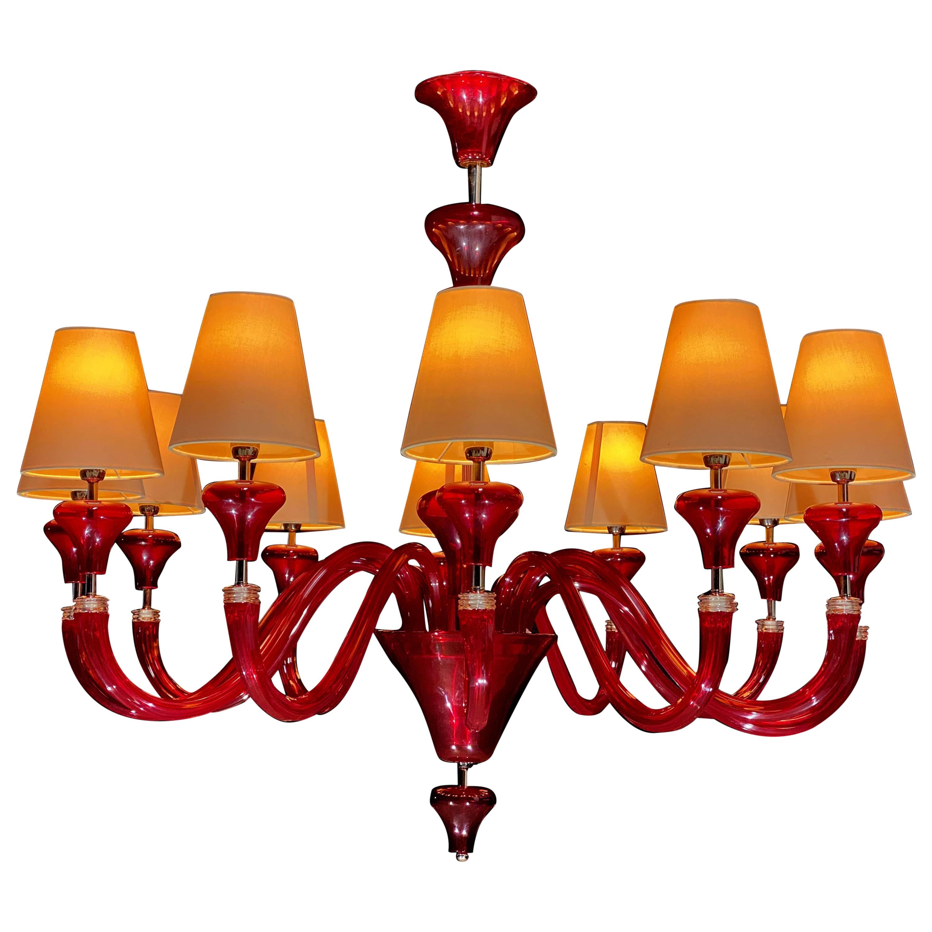 Italian Chandelier by Barovier & Toso Murano, 1990 For Sale