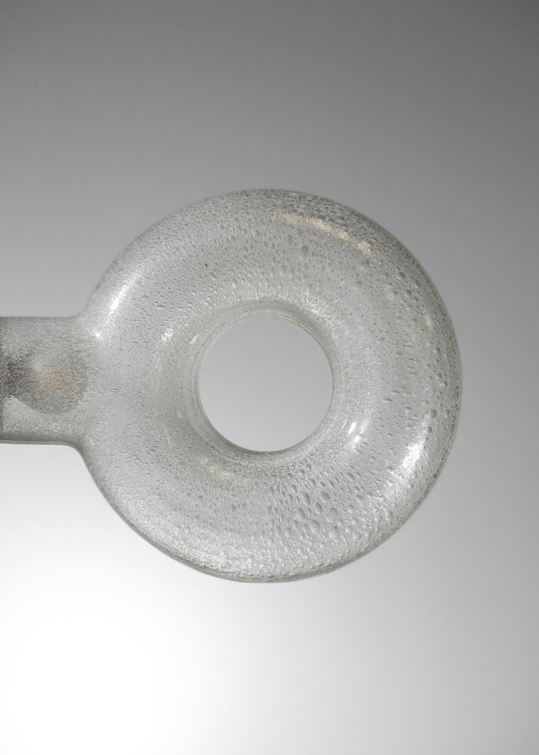 Italienischer Kronleuchter von Carlo Nason in Schlüsselform aus Glas und verchromtem Metall im Angebot 11
