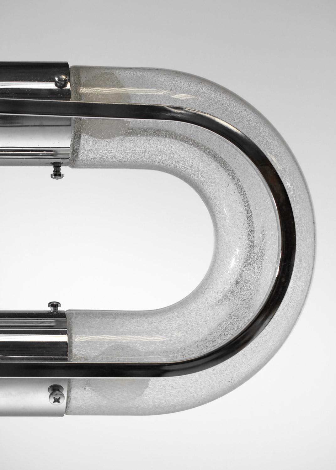 Italienischer Kronleuchter von Carlo Nason in Schlüsselform aus Glas und verchromtem Metall im Angebot 14