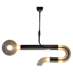 Italian chandelier by Carlo Nason Key shape in glass and chromed metal