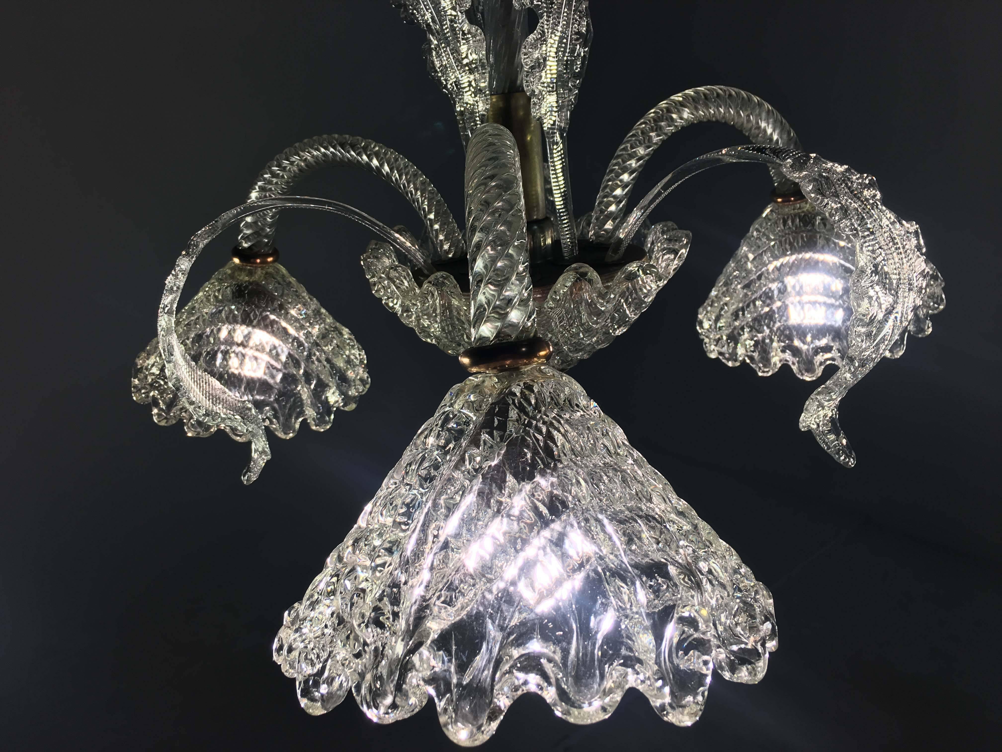 20th Century Italian Chandelier by Ercole Barovier, Murano, 1940 For Sale