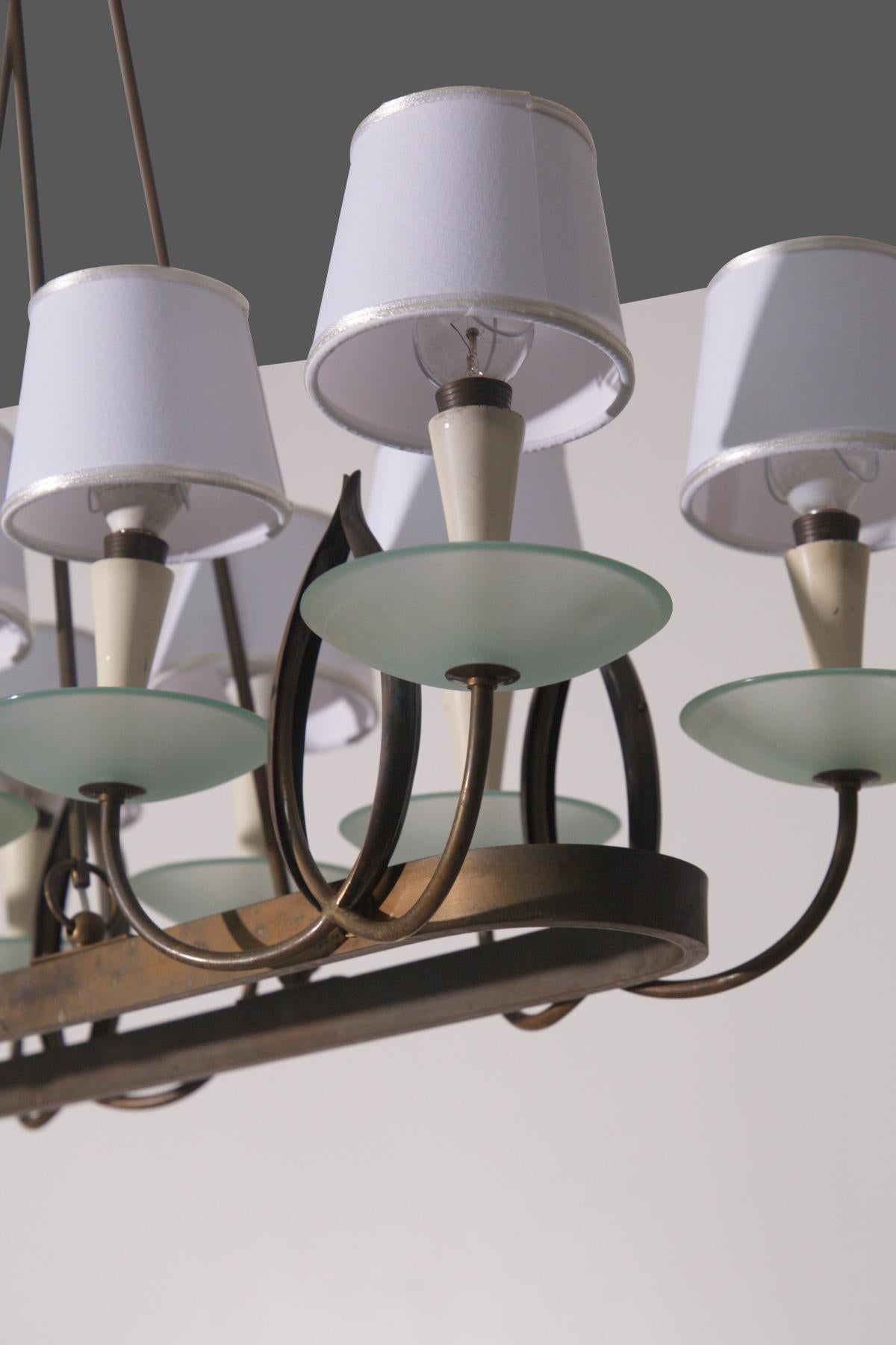 Italian Lustre italien de Pietro Chiesa pour Fontana Luigi en laiton et verre en vente