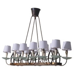 Italian chandelier by Pietro Chiesa for Fontana Luigi in brass and glass