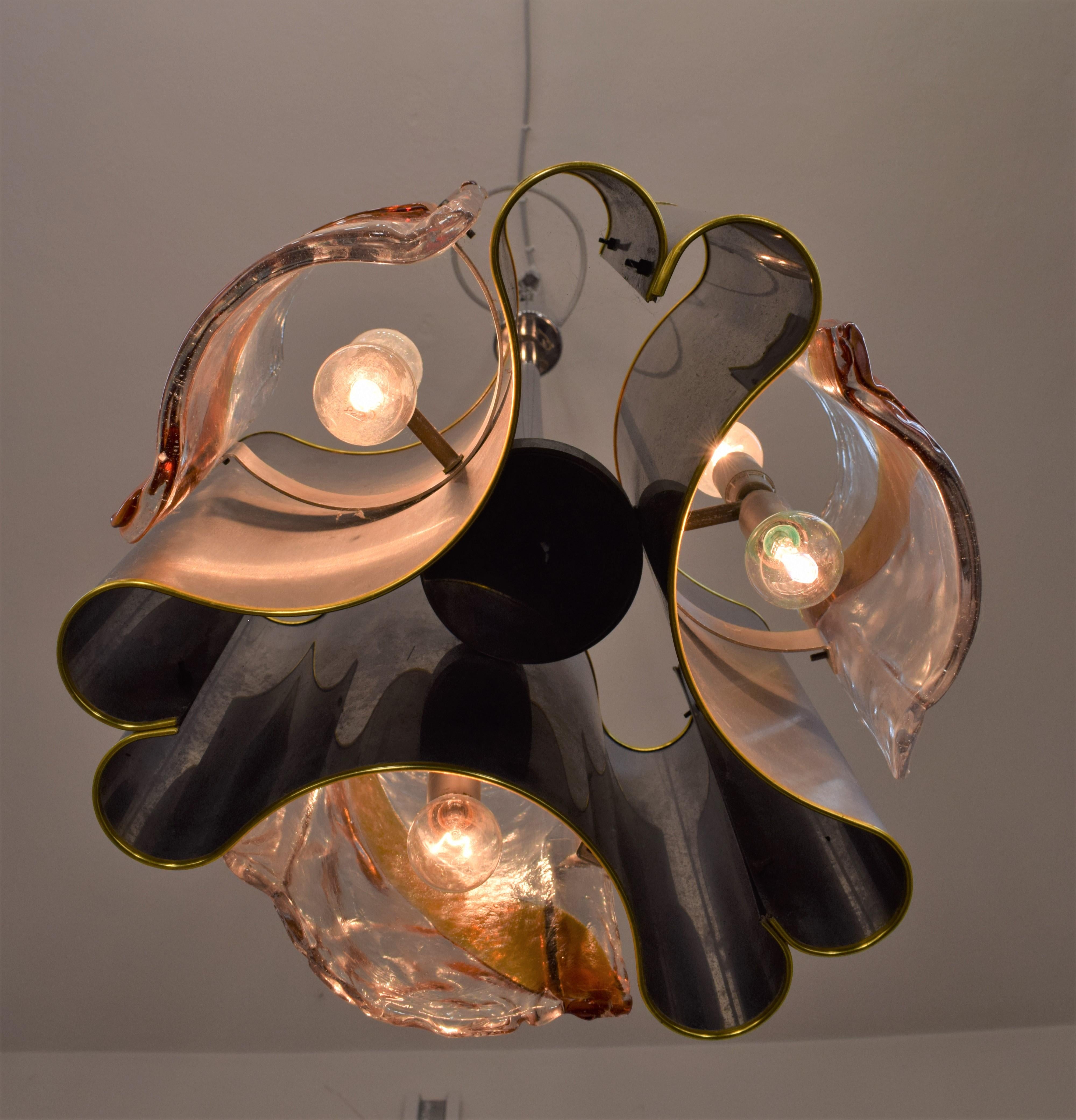Italian Chandelier by Toni Zuccheri for Mazzega, 1970s In Good Condition For Sale In Palermo, PA