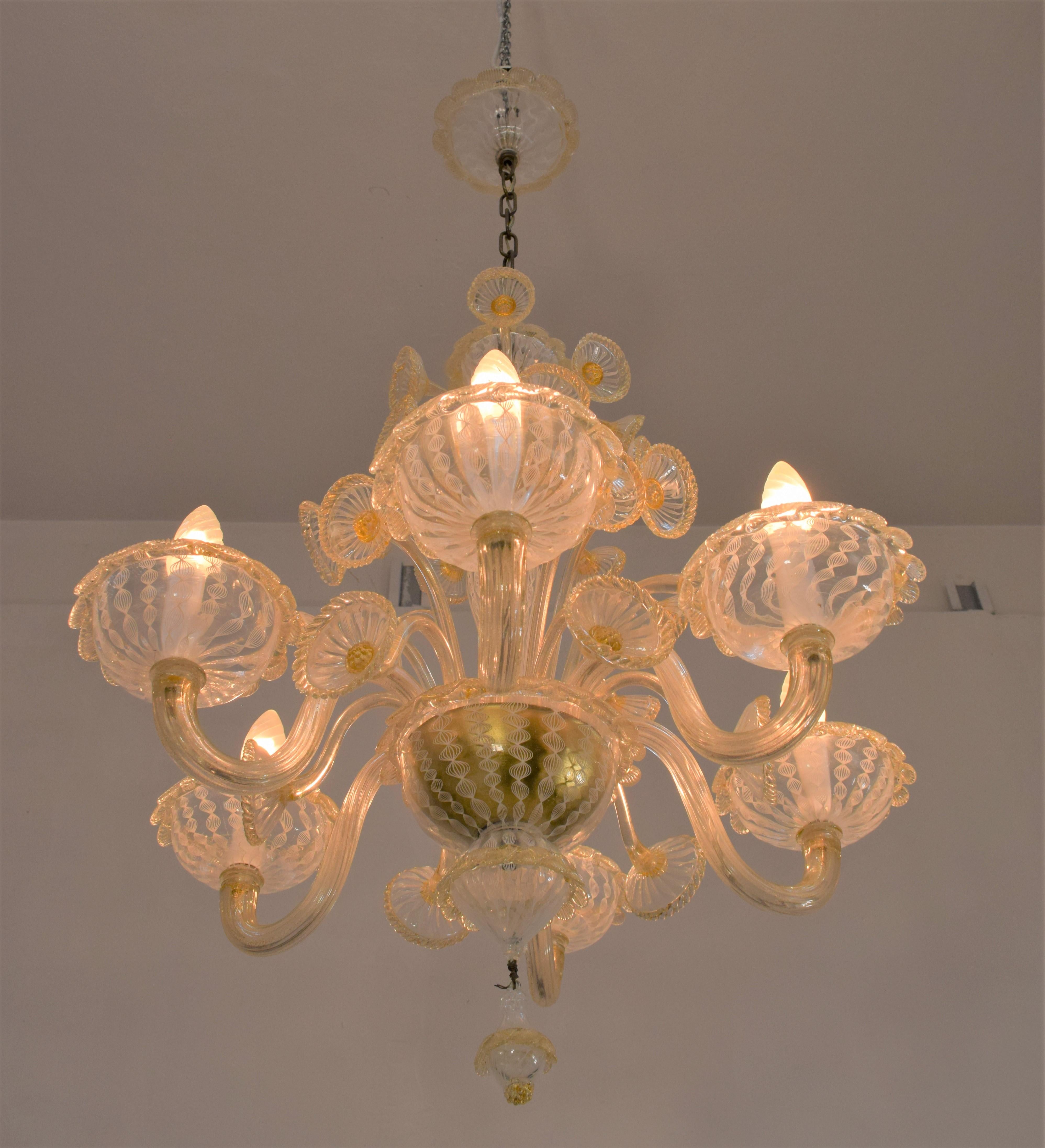 Mid-Century Modern Italian Chandelier by Venini, 1960s