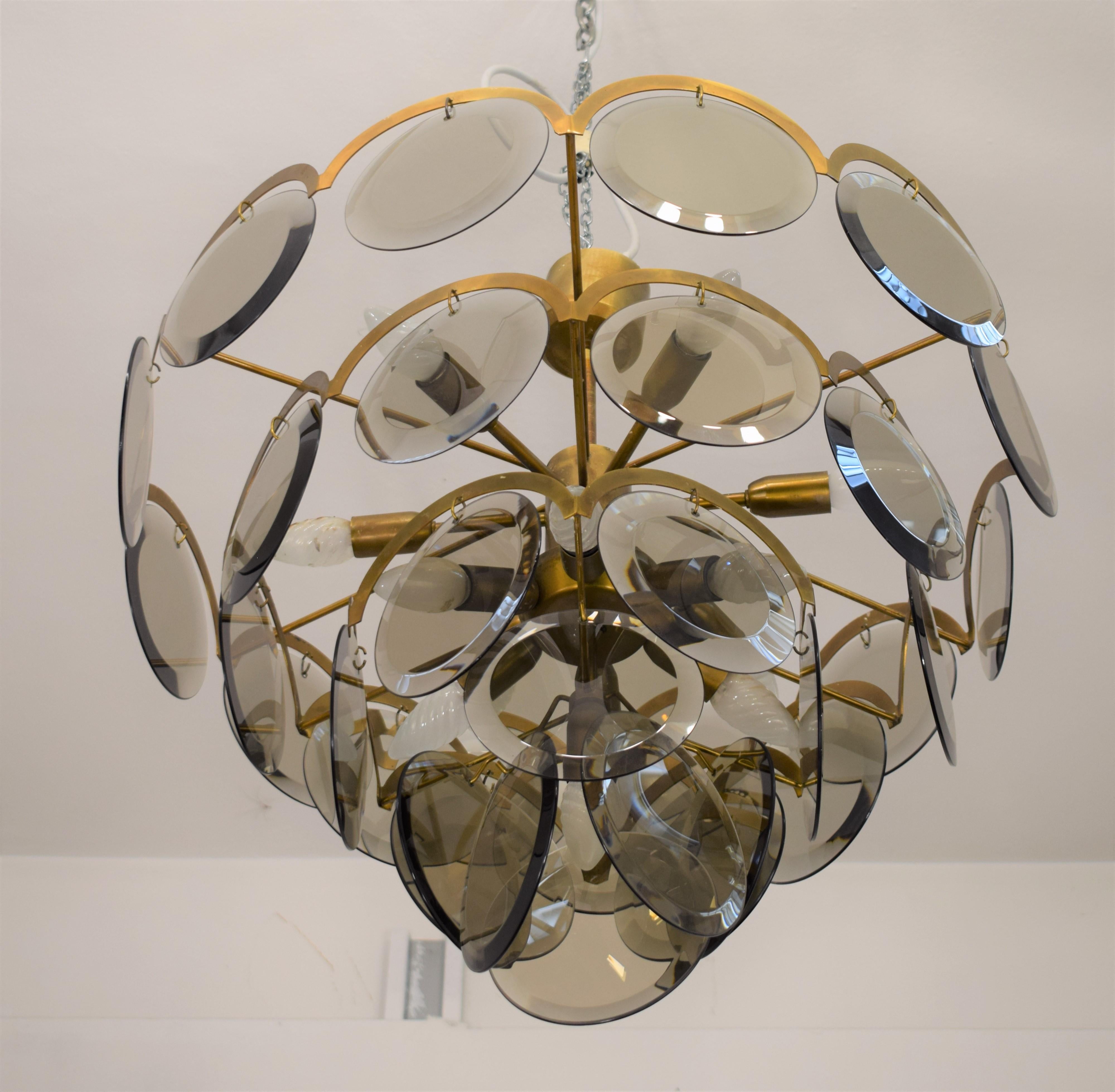 Mid-Century Modern Italian chandelier by Vistosi, 1960s.