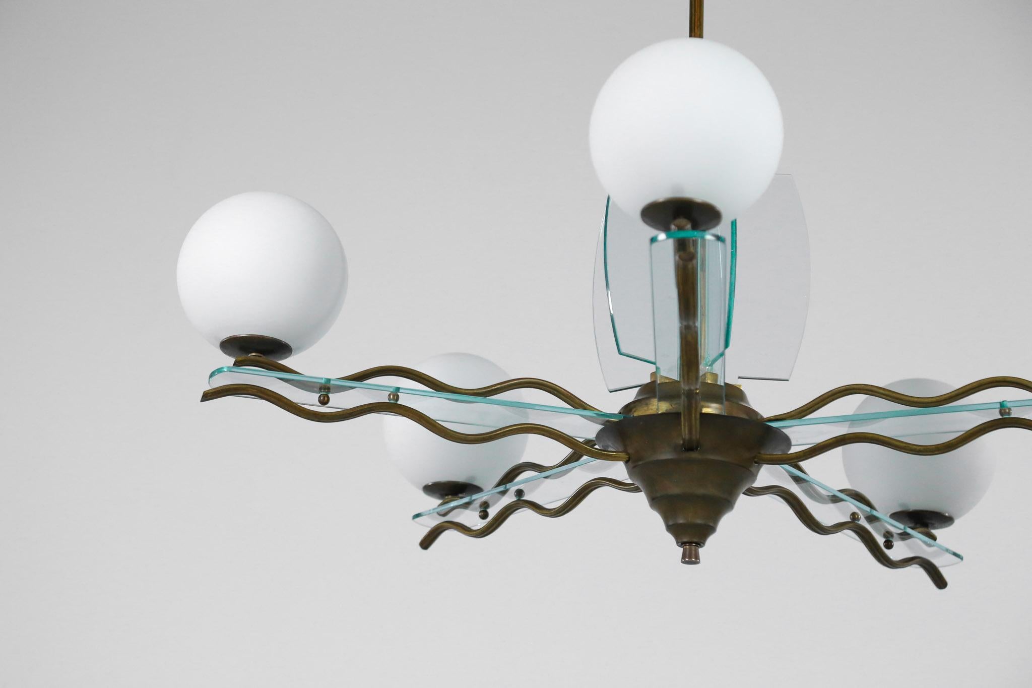 Italian Chandelier Fontana Arte, Max Ingrand Style 3